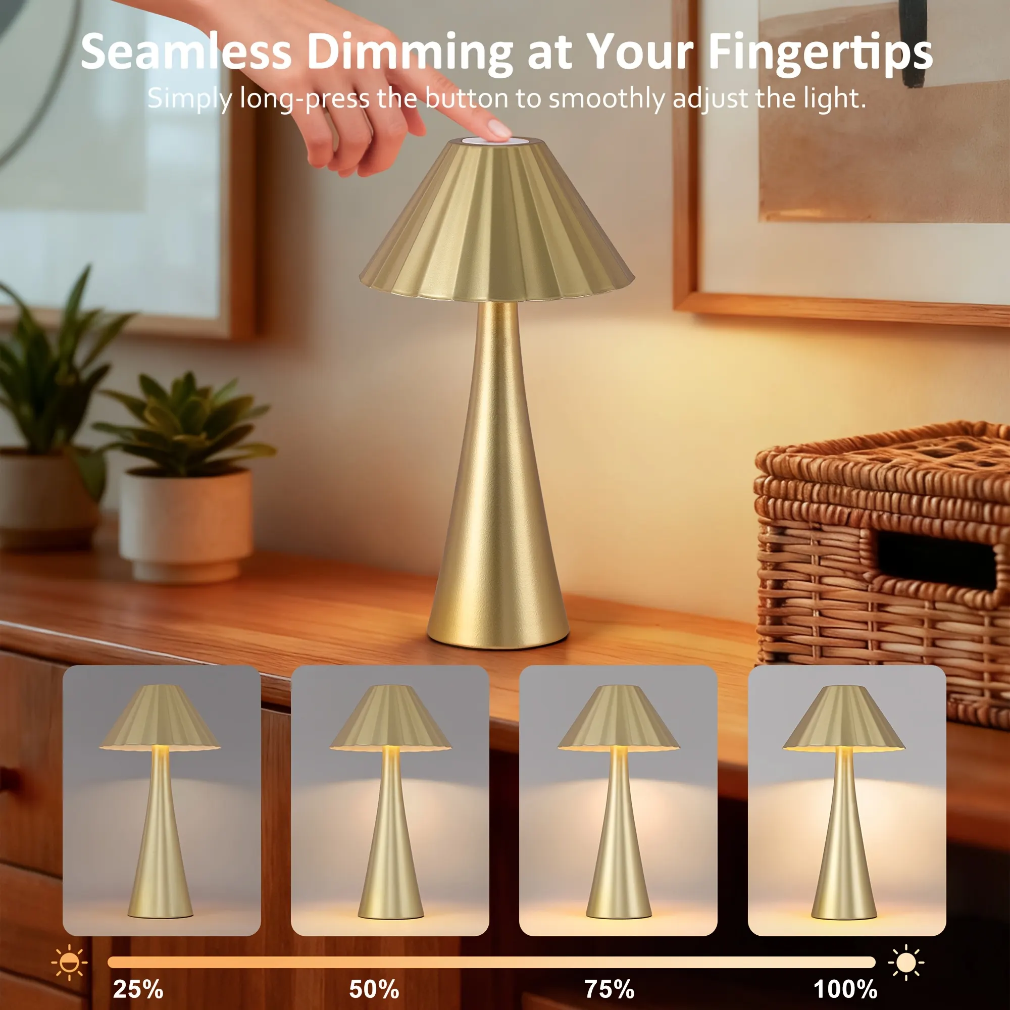 Modern Gold Desk Lamp, 10.5 in · Dimmable (2-Pack), image 5 of 7
