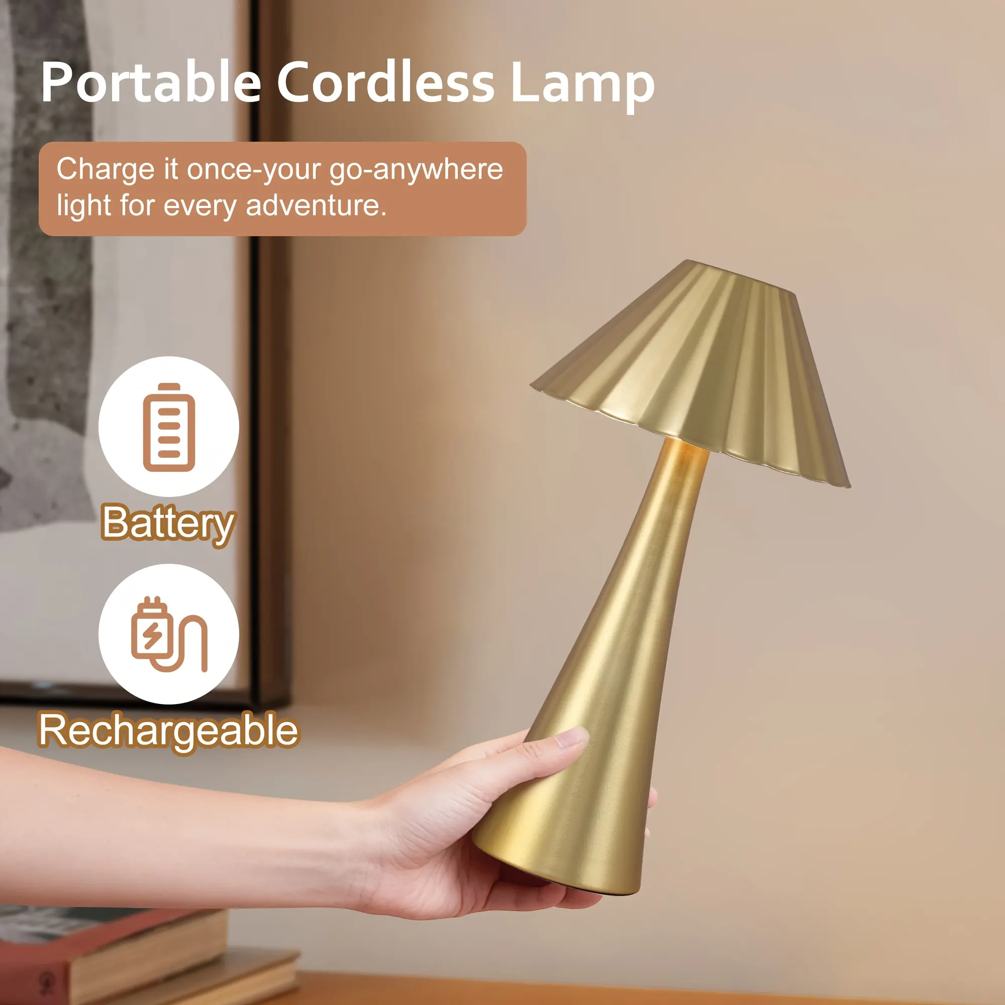 Modern Gold Desk Lamp, 10.5 in · Dimmable (2-Pack), image 6 of 7