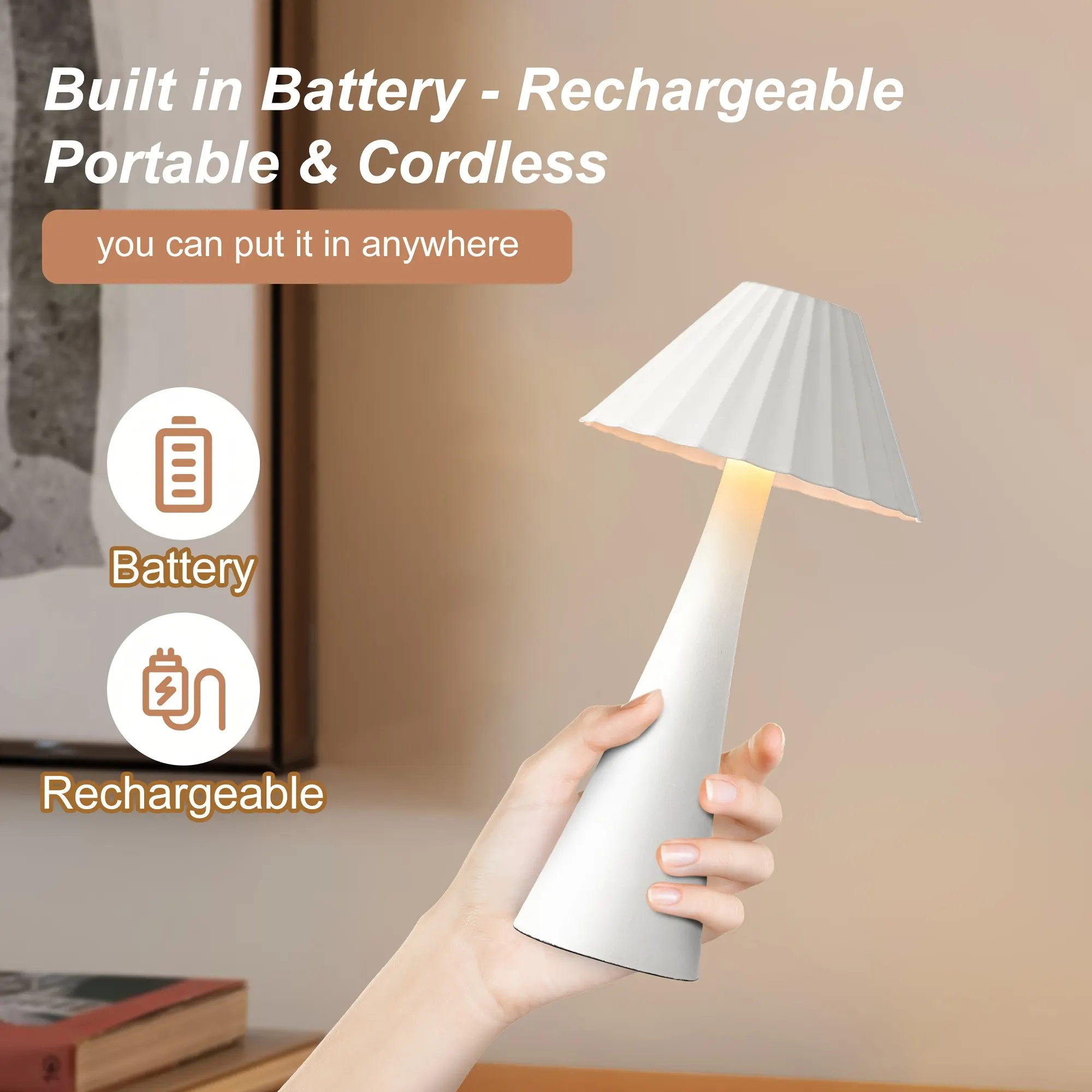 Modern White Desk Lamp, 10.5 in · Dimmable (2-Pack), image 2 of 6