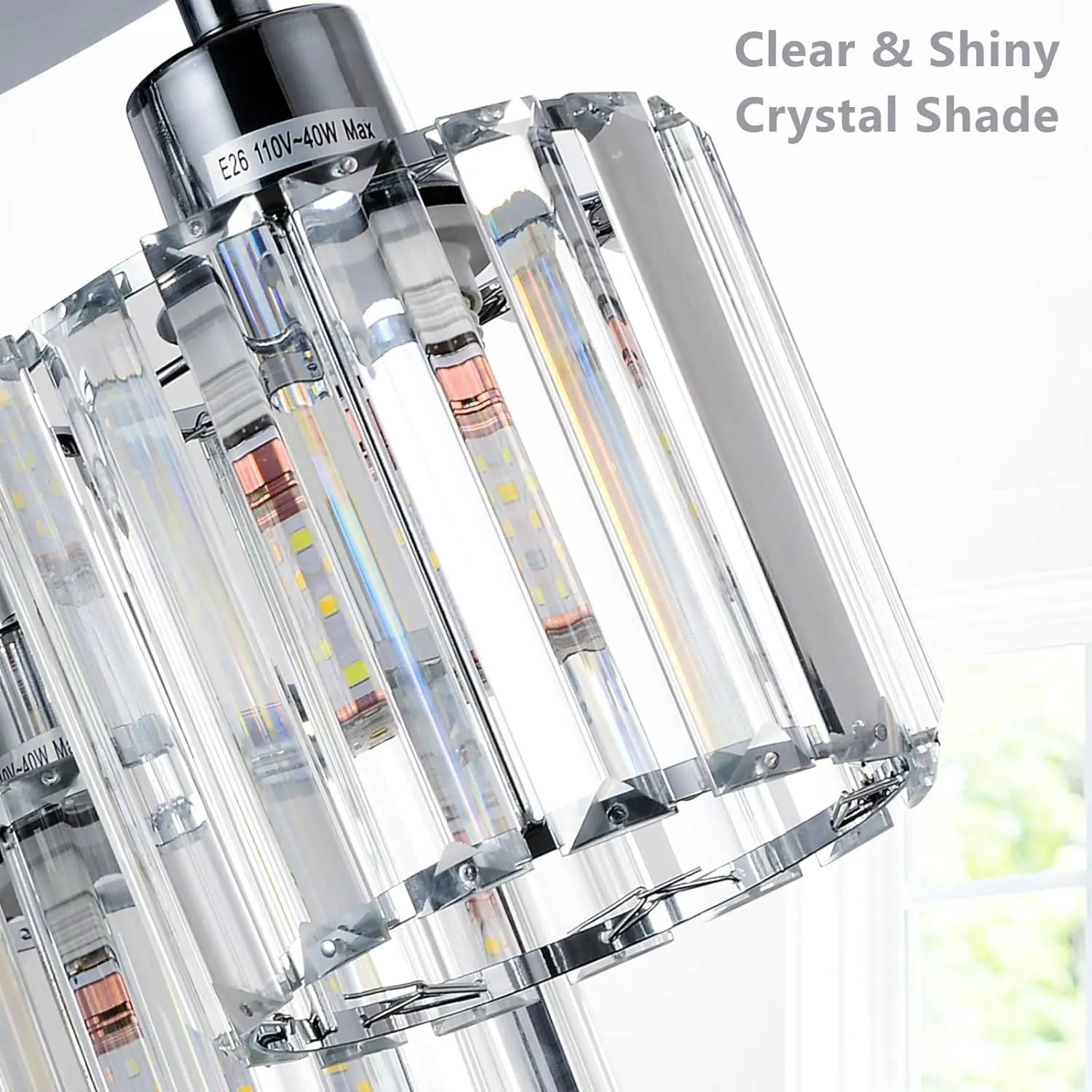 Modern Silver 3-Light Crystal Semi-Flush Mount Ceiling Light, image 6 of 9