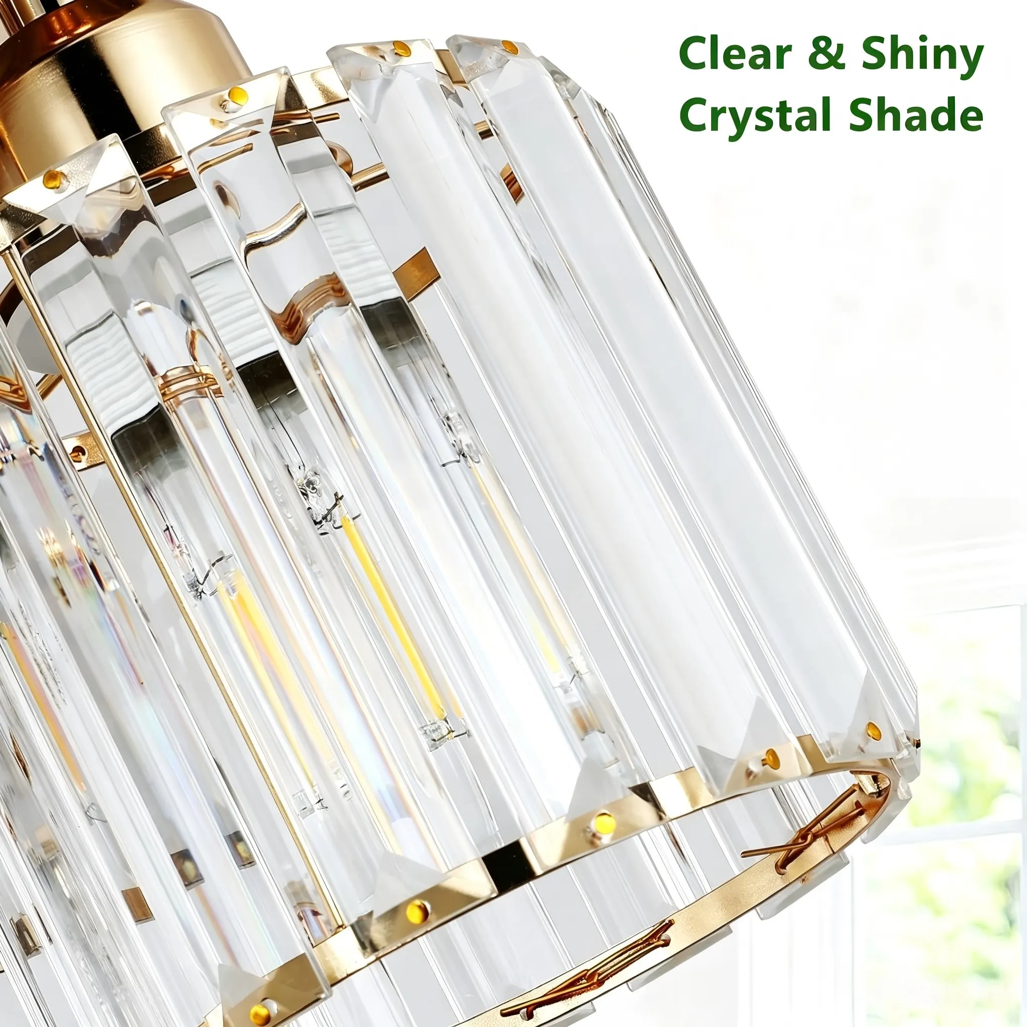 Modern Gold 3-Light Crystal Semi-Flush Mount Ceiling Light, image 5 of 9