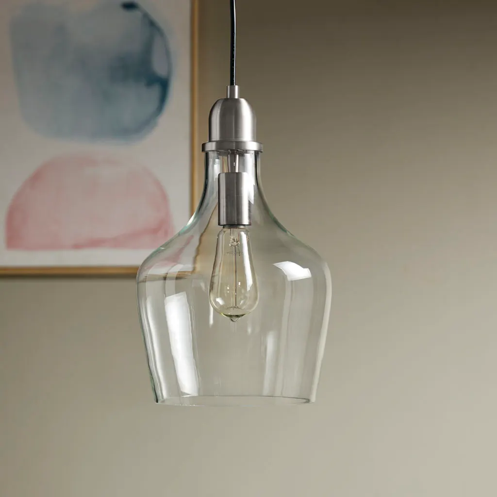 Modern Silver Clear Glass Pendant Light, 9 in, image 9 of 10