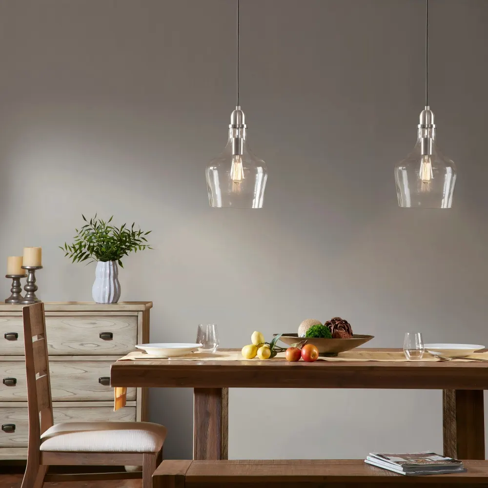 Modern Silver Clear Glass Pendant Light, 9 in, image 2 of 10