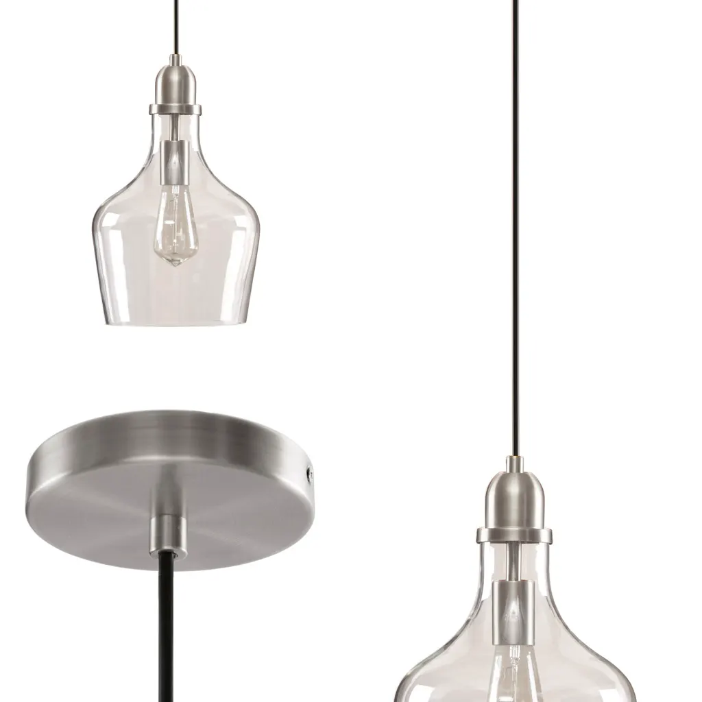 Modern Silver Clear Glass Pendant Light, 9 in, image 3 of 10