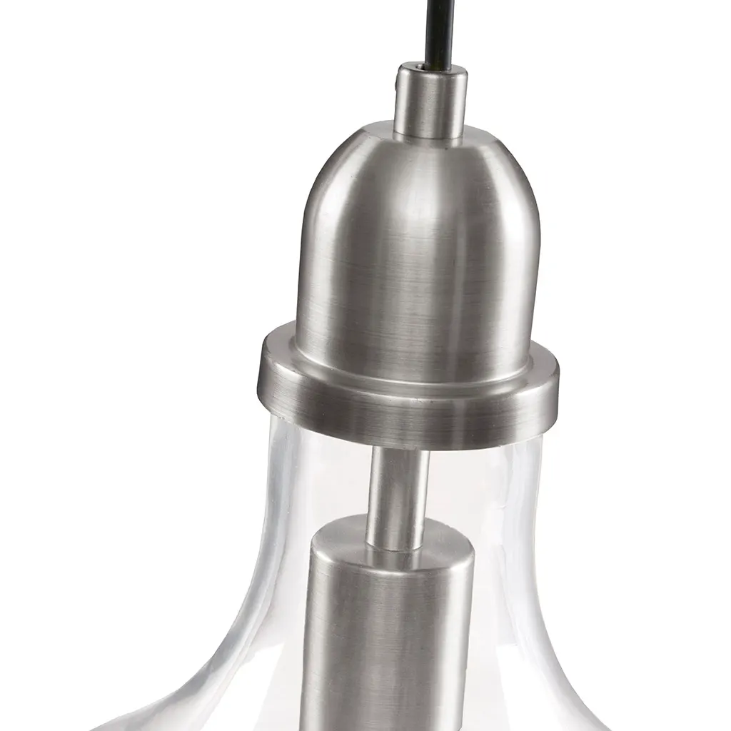 Modern Silver Clear Glass Pendant Light, 9 in, image 4 of 10