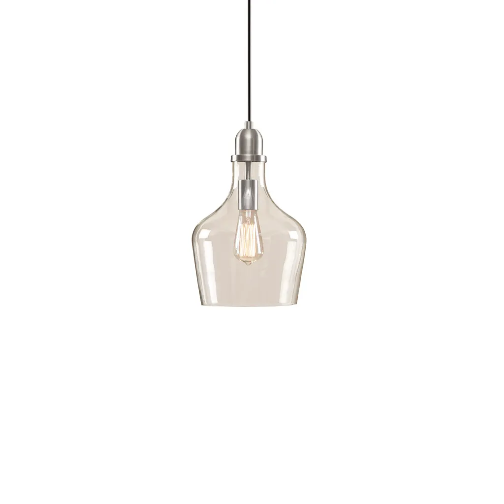 Modern Silver Clear Glass Pendant Light, 9 in, image 5 of 10