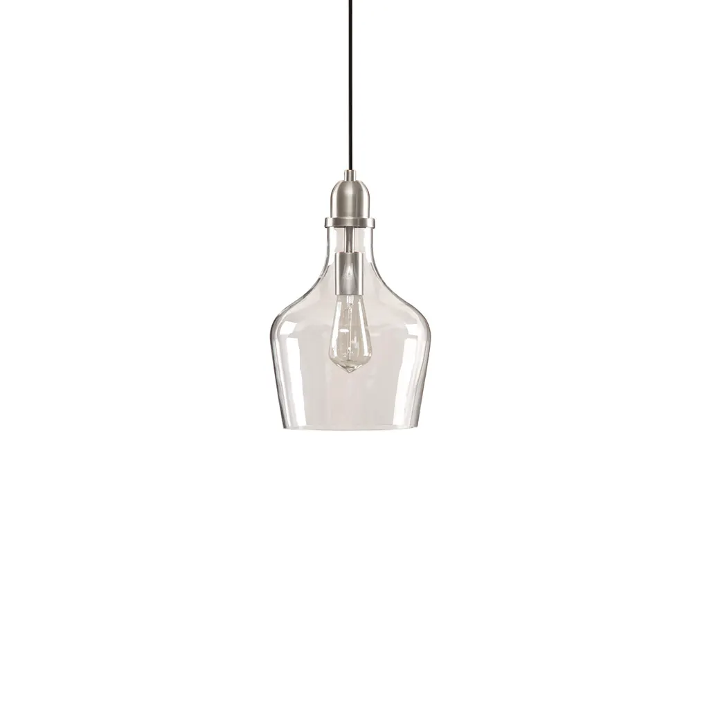 Modern Silver Clear Glass Pendant Light, 9 in, image 7 of 10