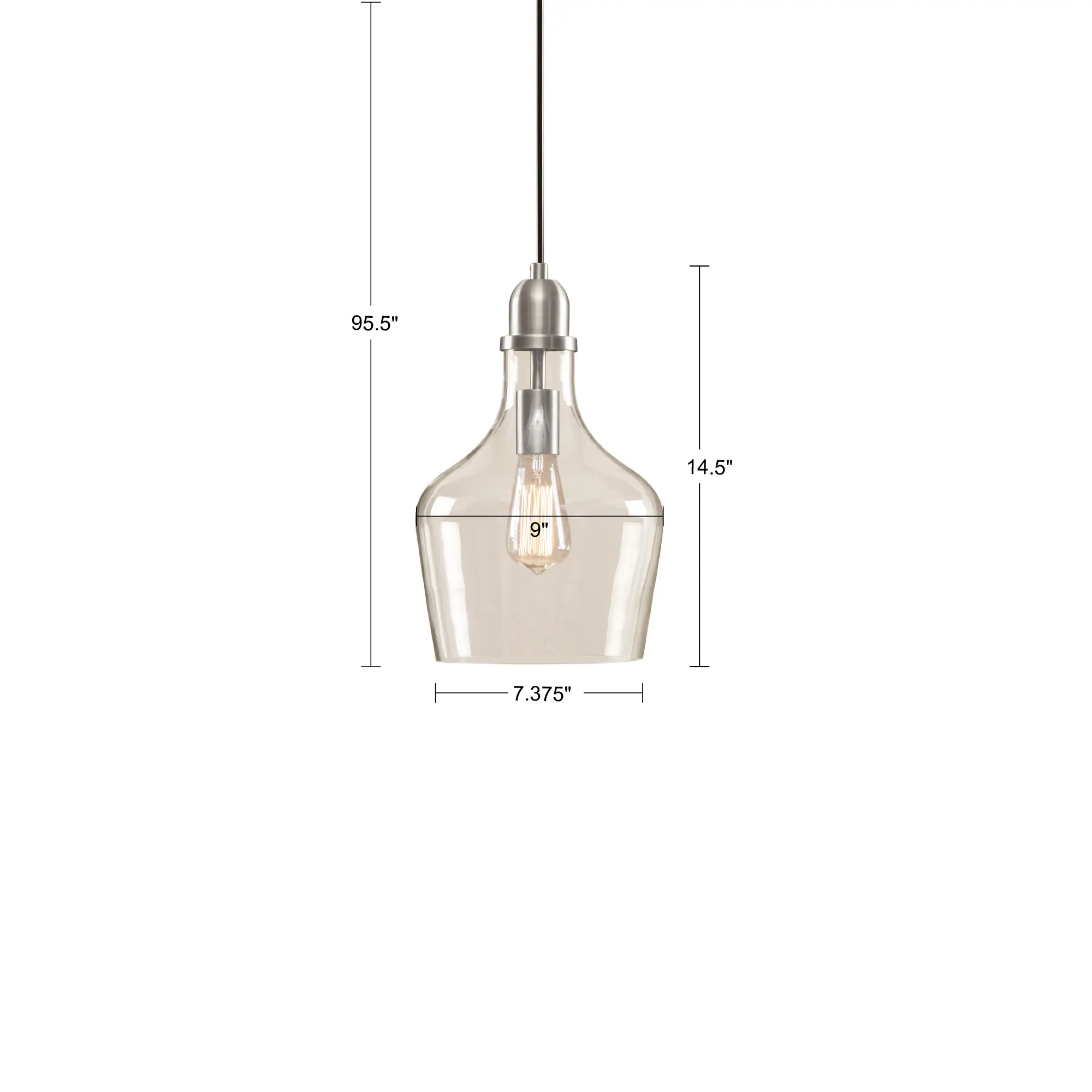 Modern Silver Clear Glass Pendant Light, 9 in, image 8 of 10
