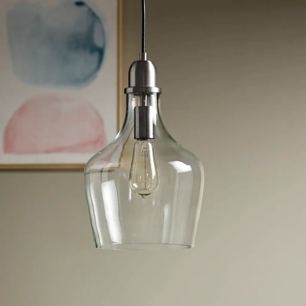 Modern Bronze Clear Glass Pendant Light, 9 in, image 10 of 11