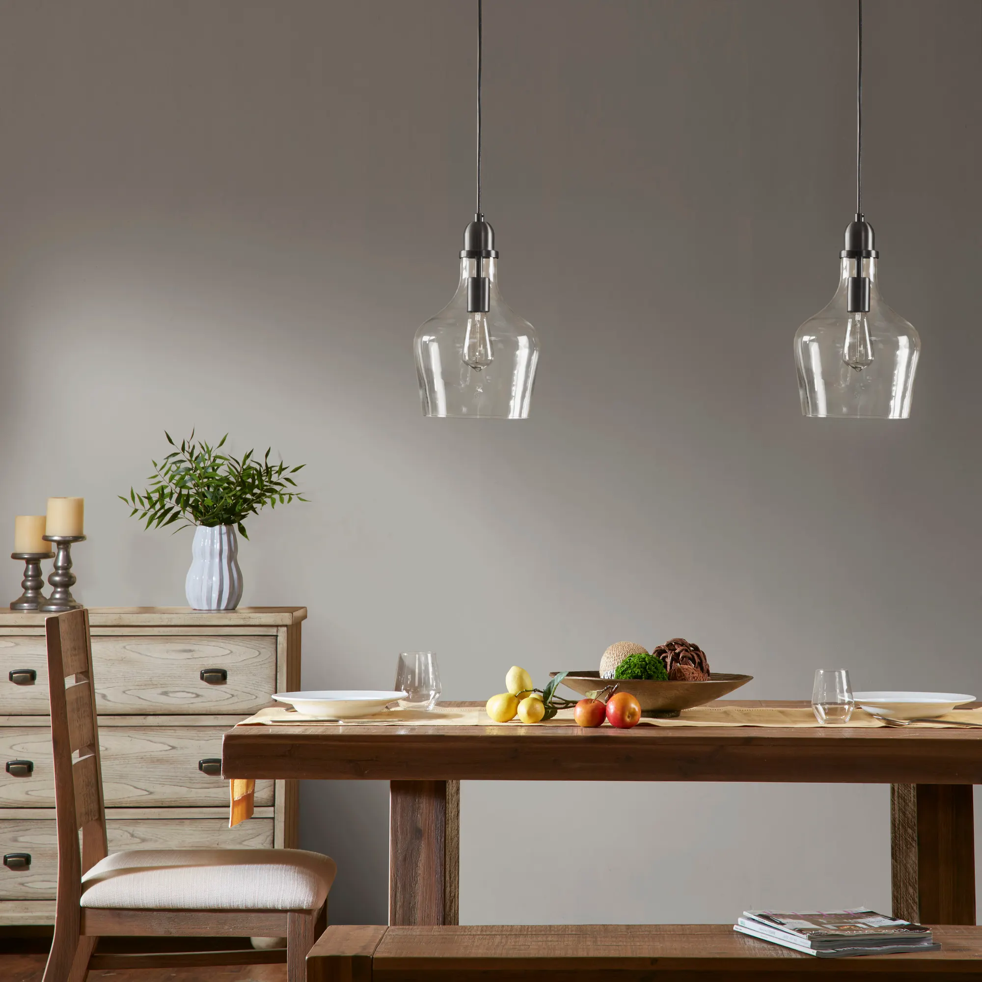 Modern Bronze Clear Glass Pendant Light, 9 in, image 2 of 11