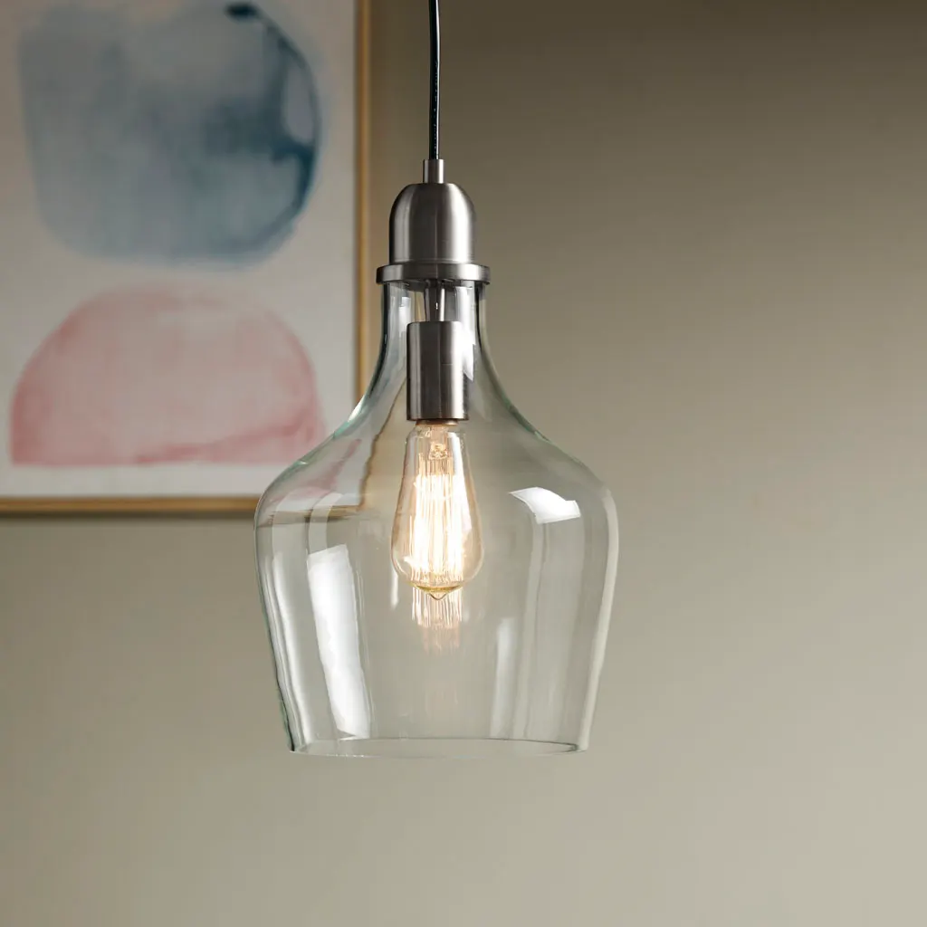Modern Bronze Clear Glass Pendant Light, 9 in