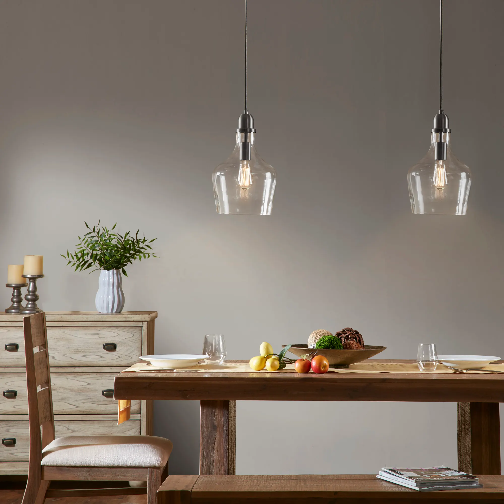 Modern Bronze Clear Glass Pendant Light, 9 in, image 3 of 11