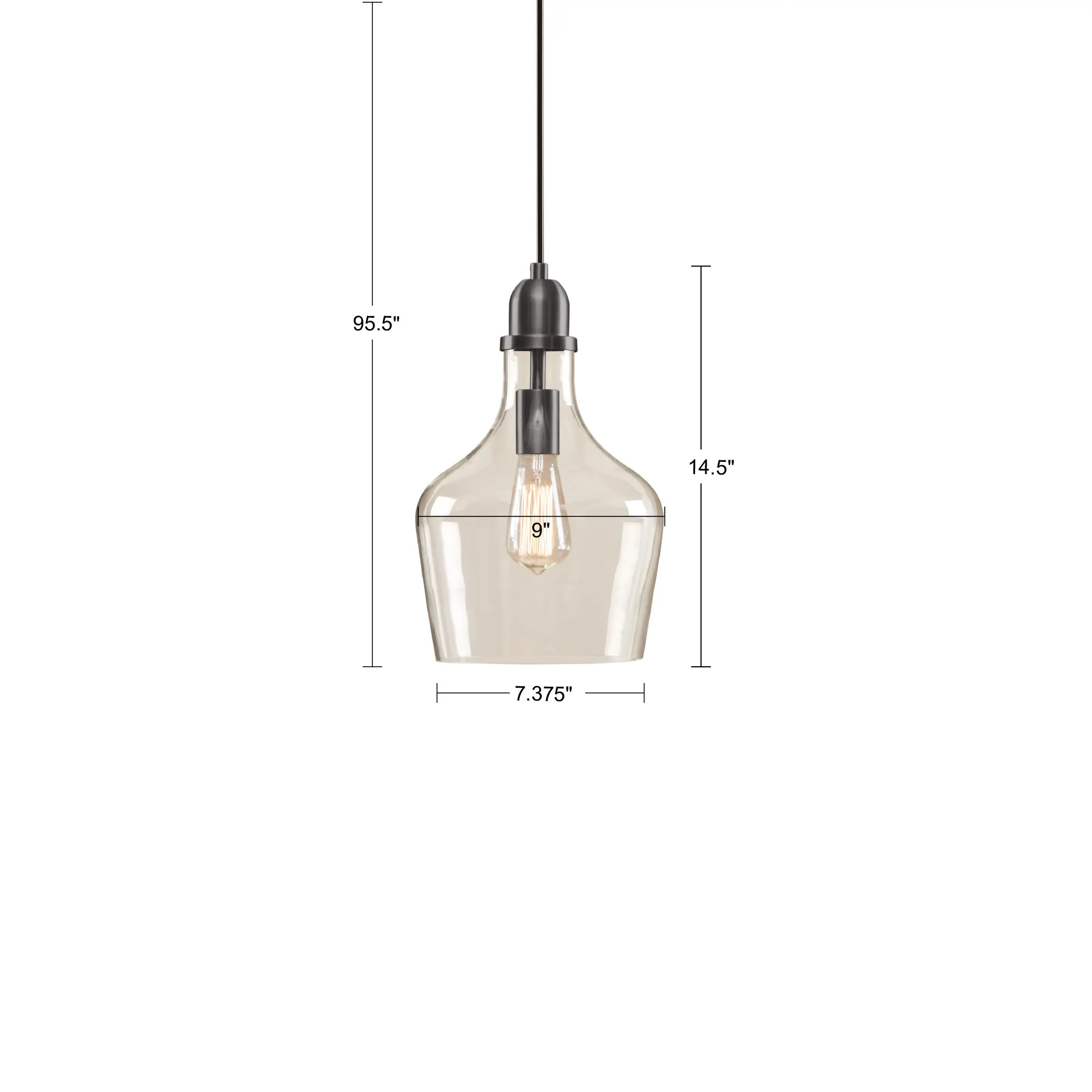 Modern Bronze Clear Glass Pendant Light, 9 in, image 7 of 11