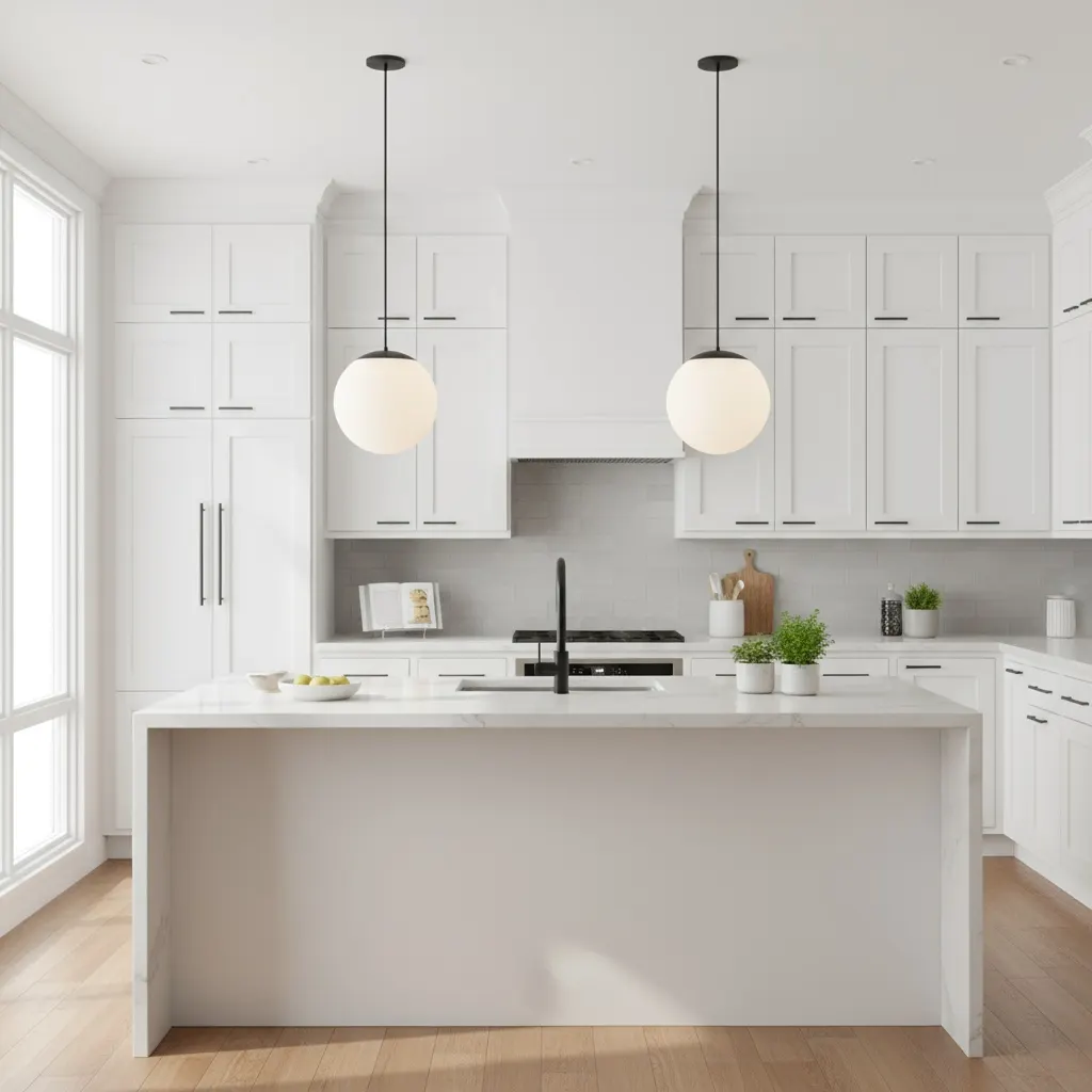 Modern White Glass Pendant Light, 10 in · Integrated LED, image 8 of 10