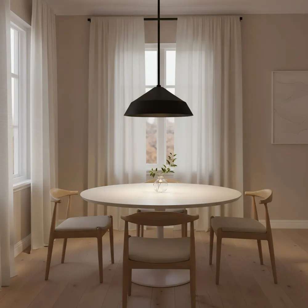 Modern Farmhouse Black Pendant Light, 14 in · Integrated LED