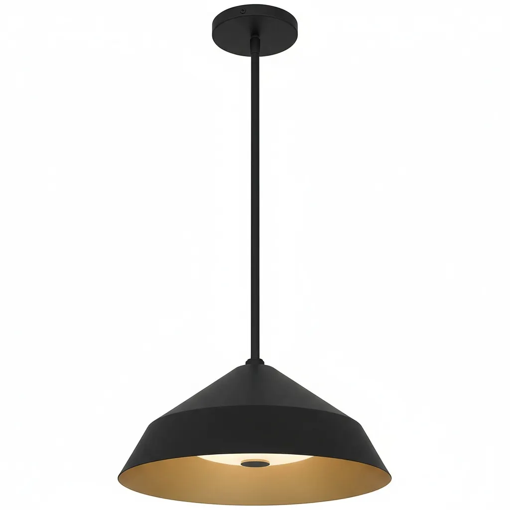 Modern Farmhouse Black Pendant Light, 14 in · Integrated LED, image 3 of 9