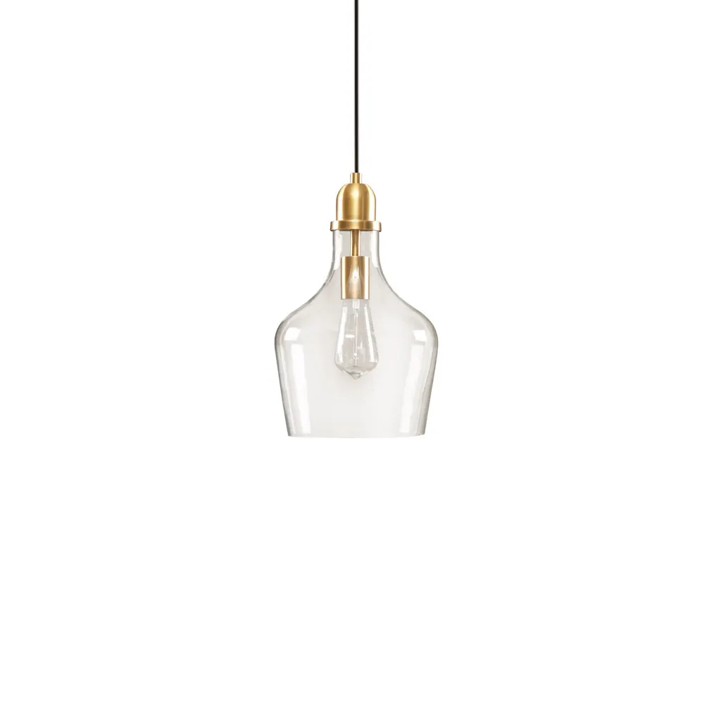 Modern Gold Clear Glass Pendant Light, 9 in, image 2 of 8