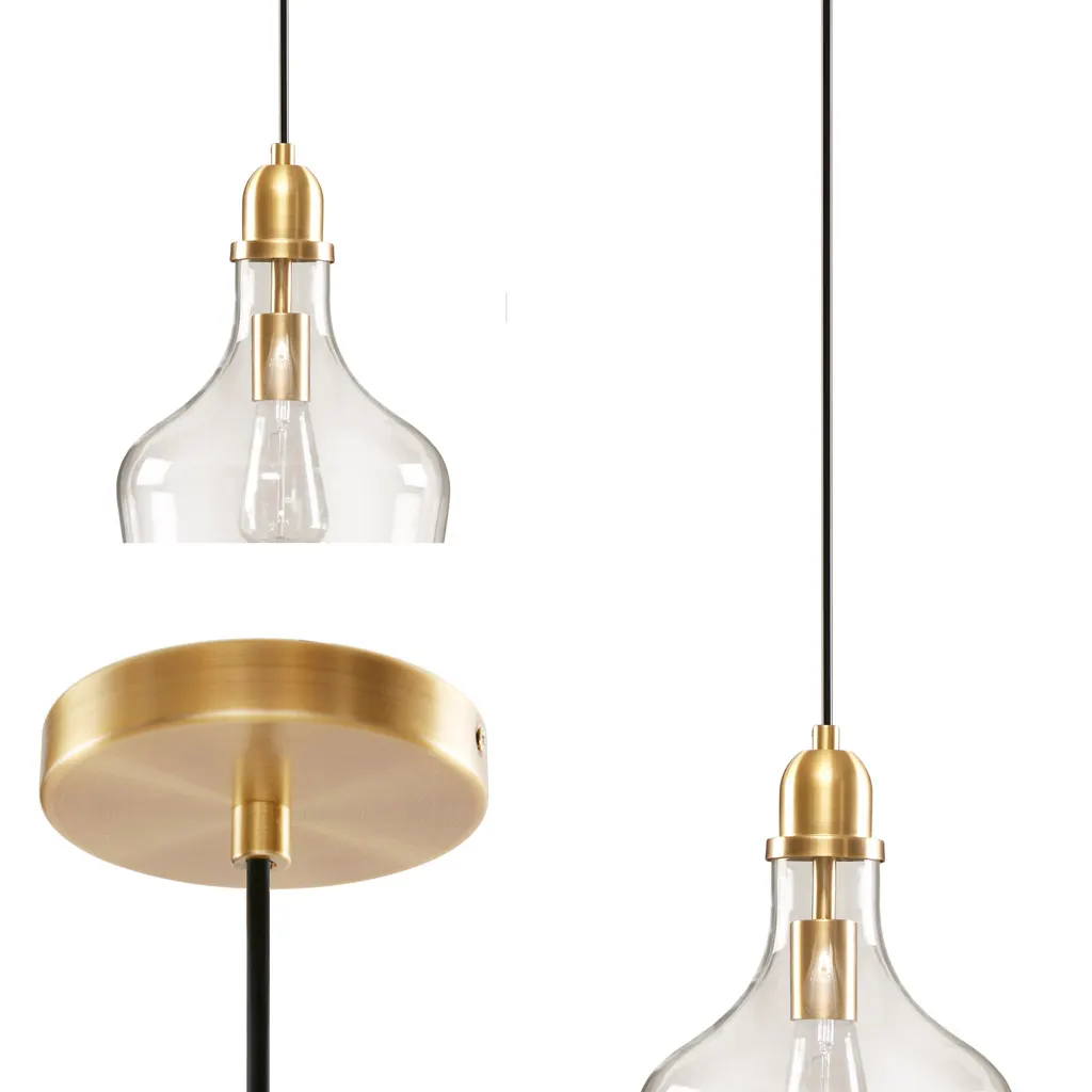 Modern Gold Clear Glass Pendant Light, 9 in, image 3 of 8