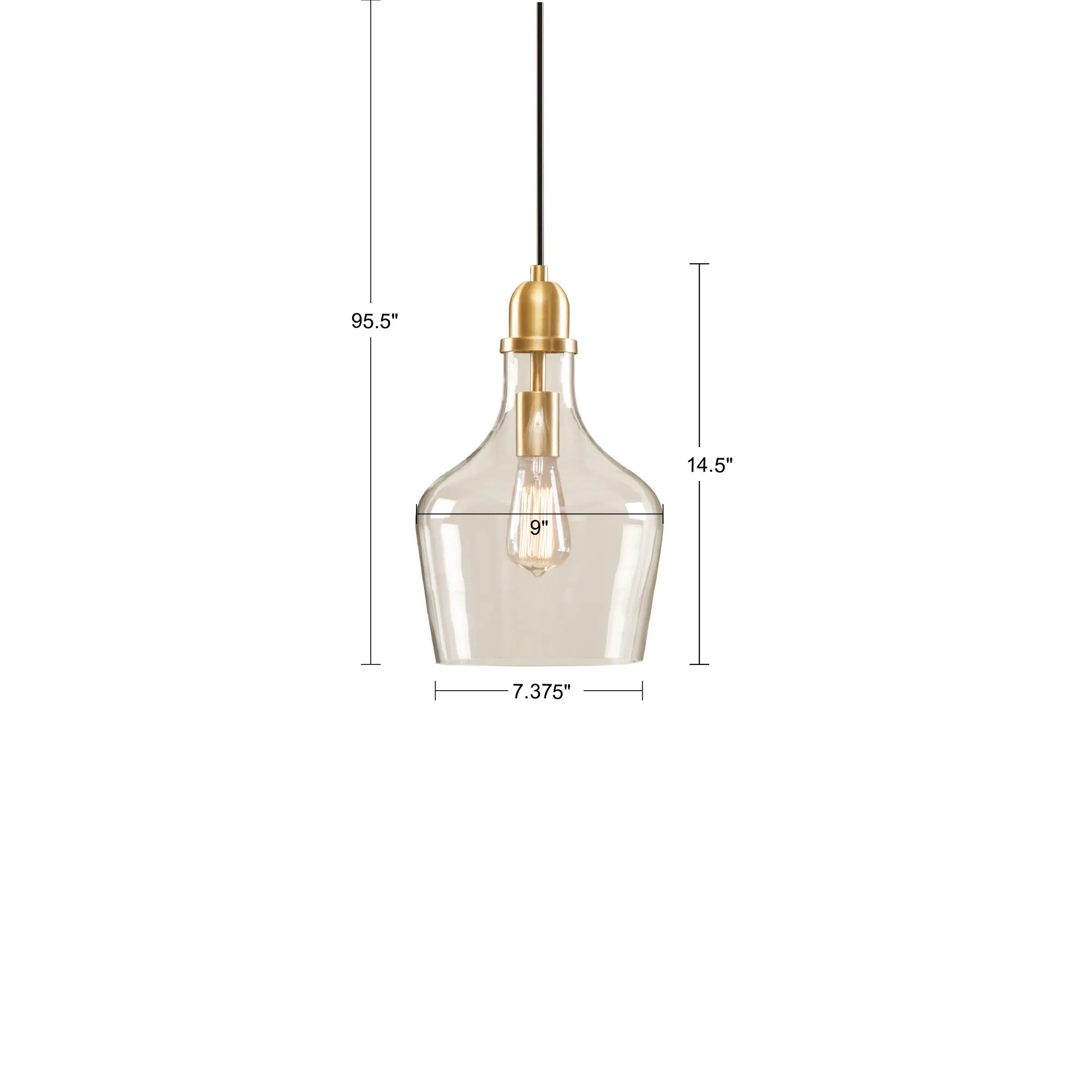 Modern Gold Clear Glass Pendant Light, 9 in, image 7 of 8