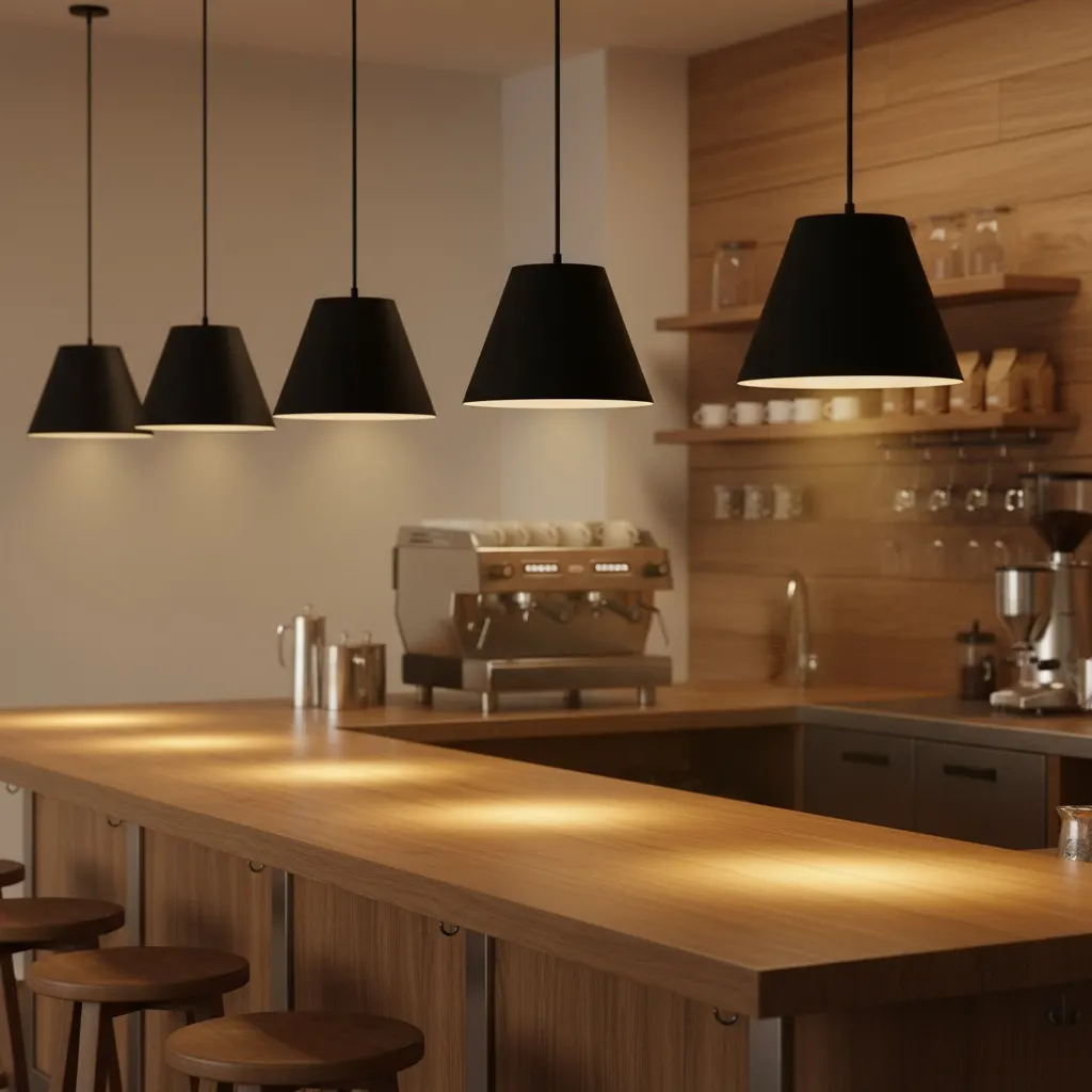 Modern Farmhouse Black Pendant Light, 16 in · Integrated LED, image 4 of 9