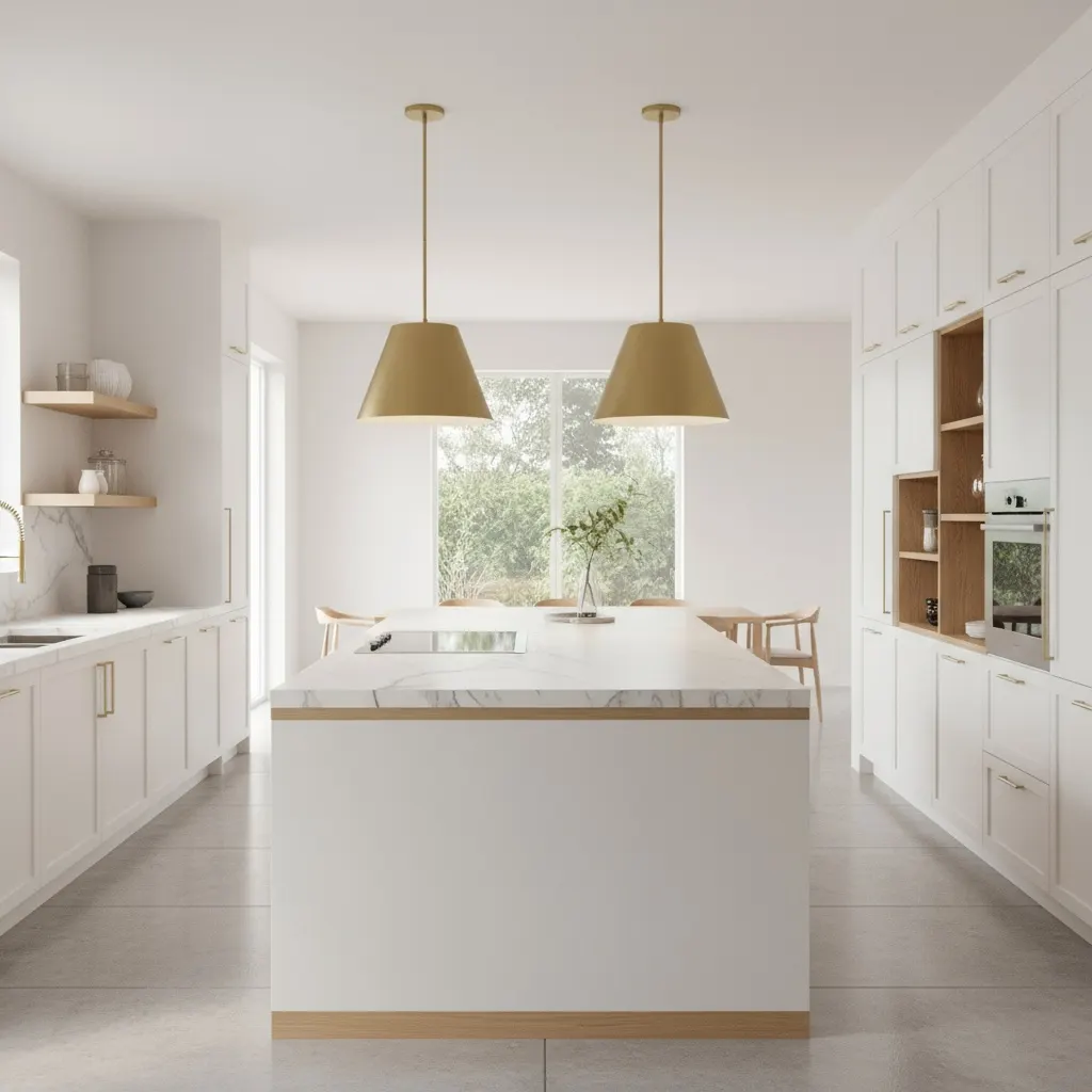 Modern Farmhouse Gold Pendant Light, 16 in · Integrated LED, image 5 of 10