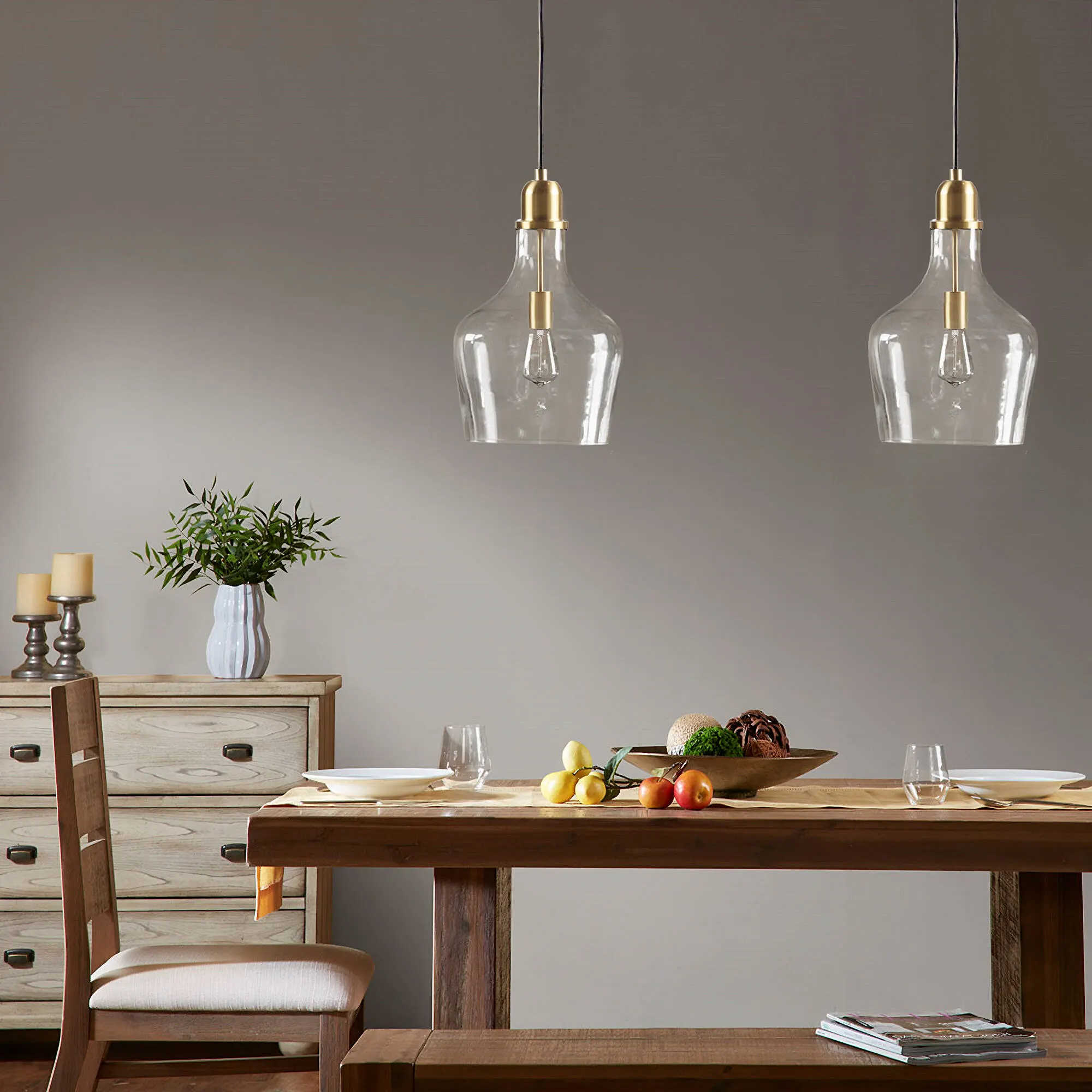 Modern Gold Clear Glass Pendant Light, 13 in, image 2 of 14
