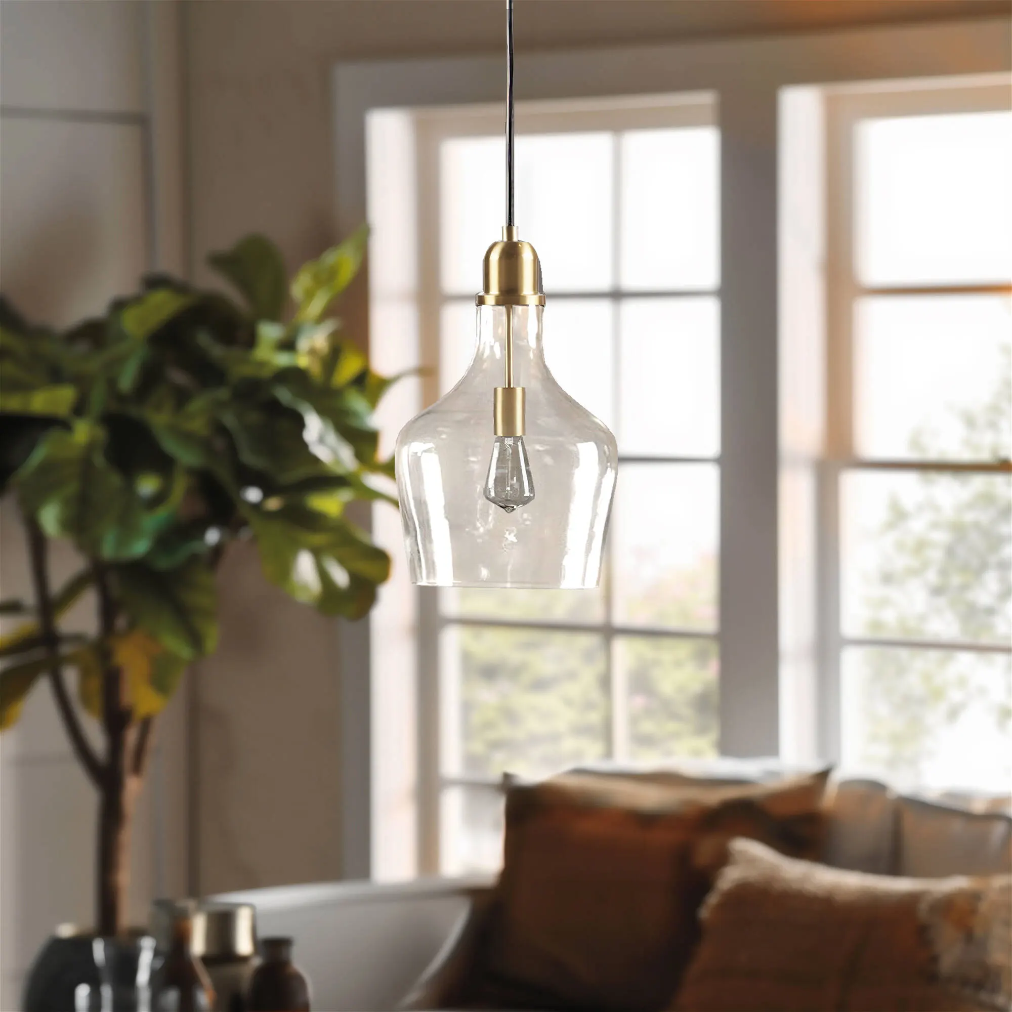 Modern Gold Clear Glass Pendant Light, 13 in, image 3 of 14