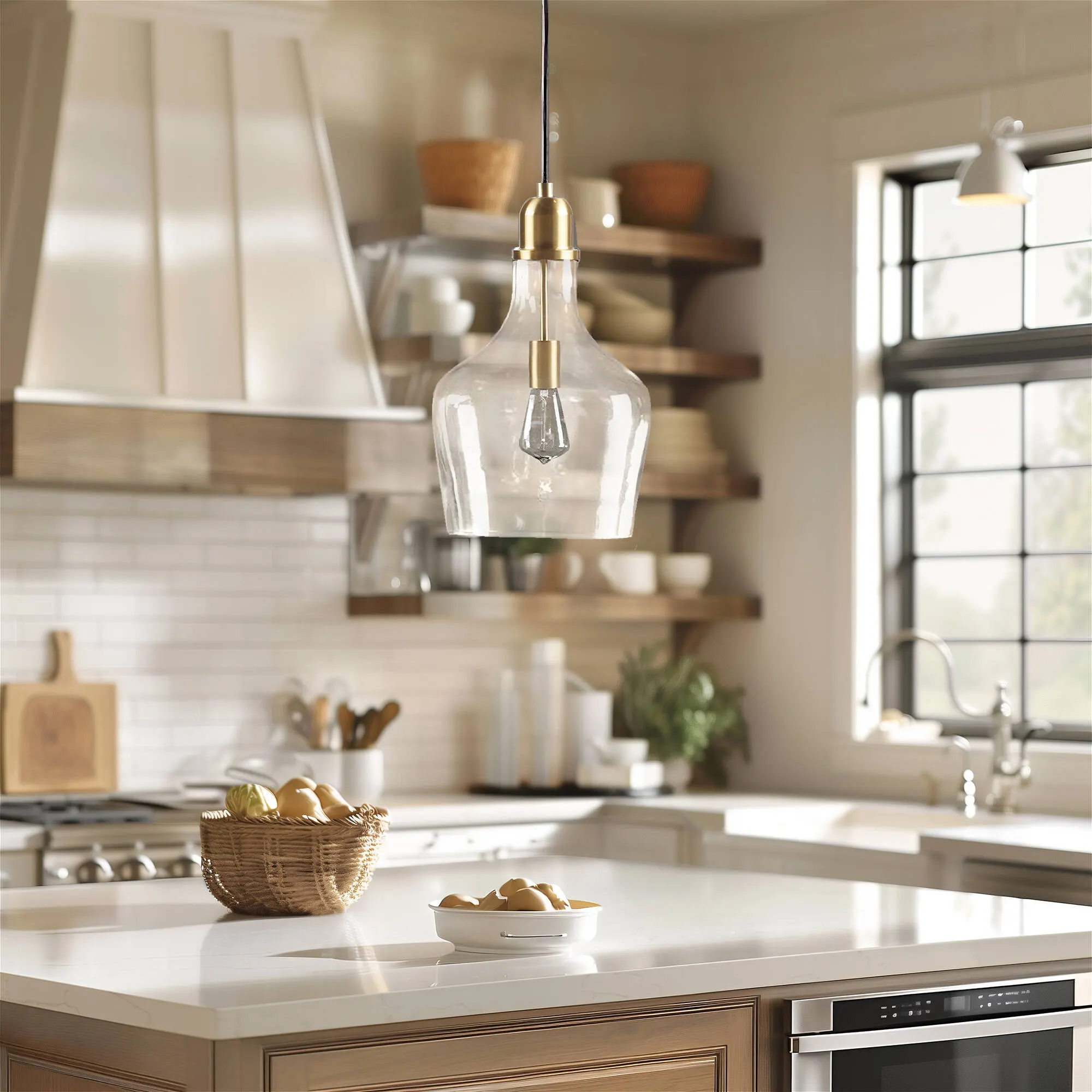 Modern Gold Clear Glass Pendant Light, 13 in, image 4 of 14