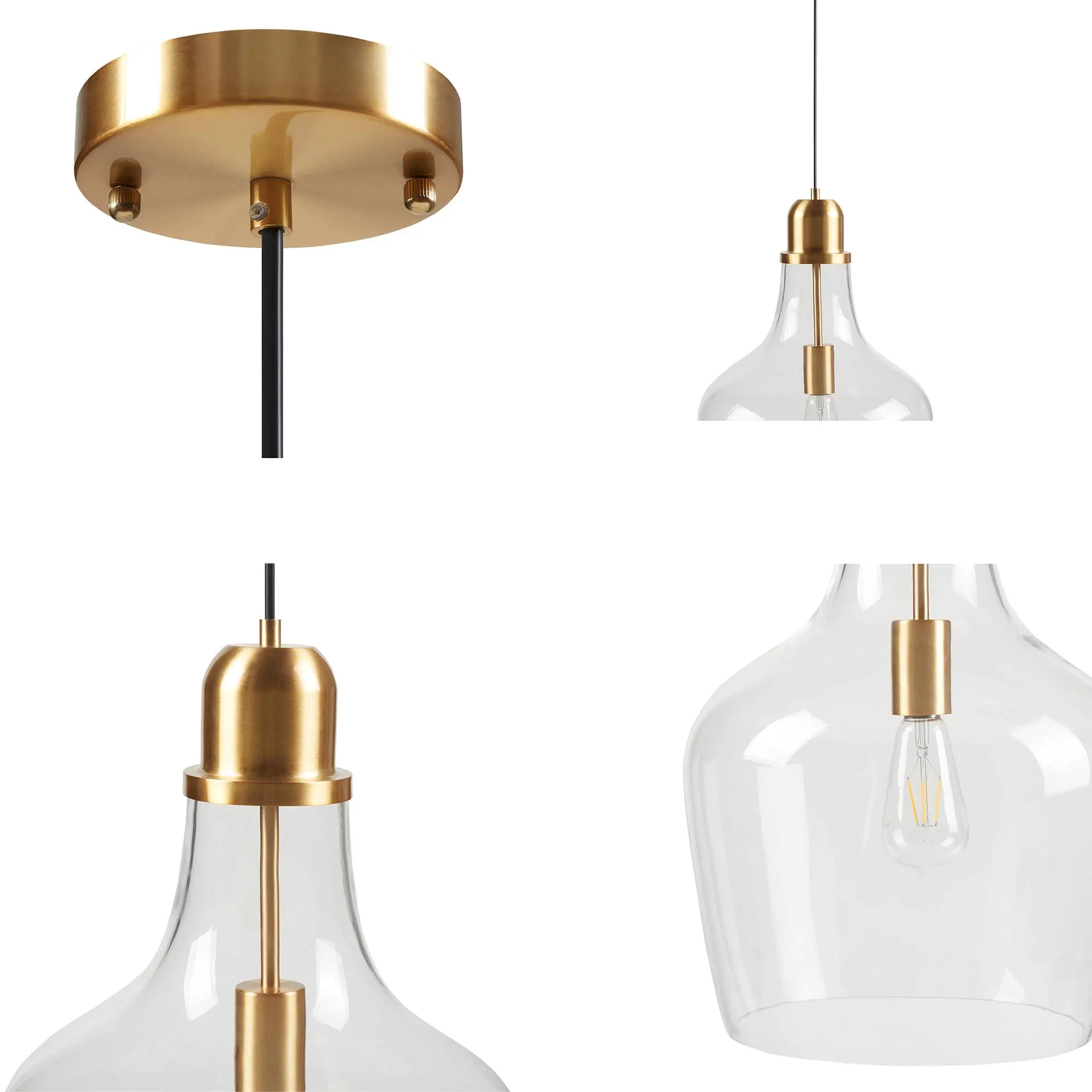 Modern Gold Clear Glass Pendant Light, 13 in, image 6 of 14