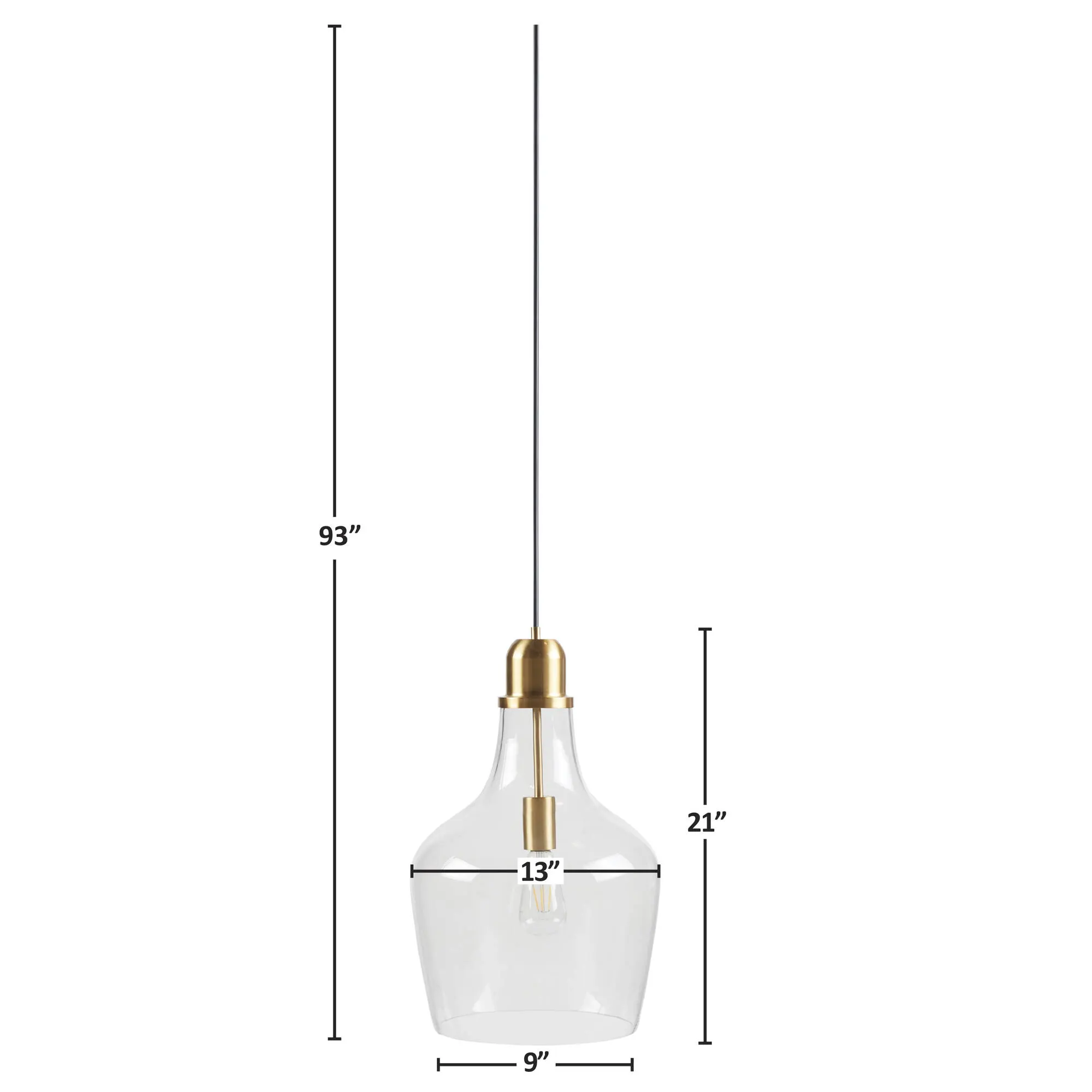 Modern Gold Clear Glass Pendant Light, 13 in, image 8 of 14