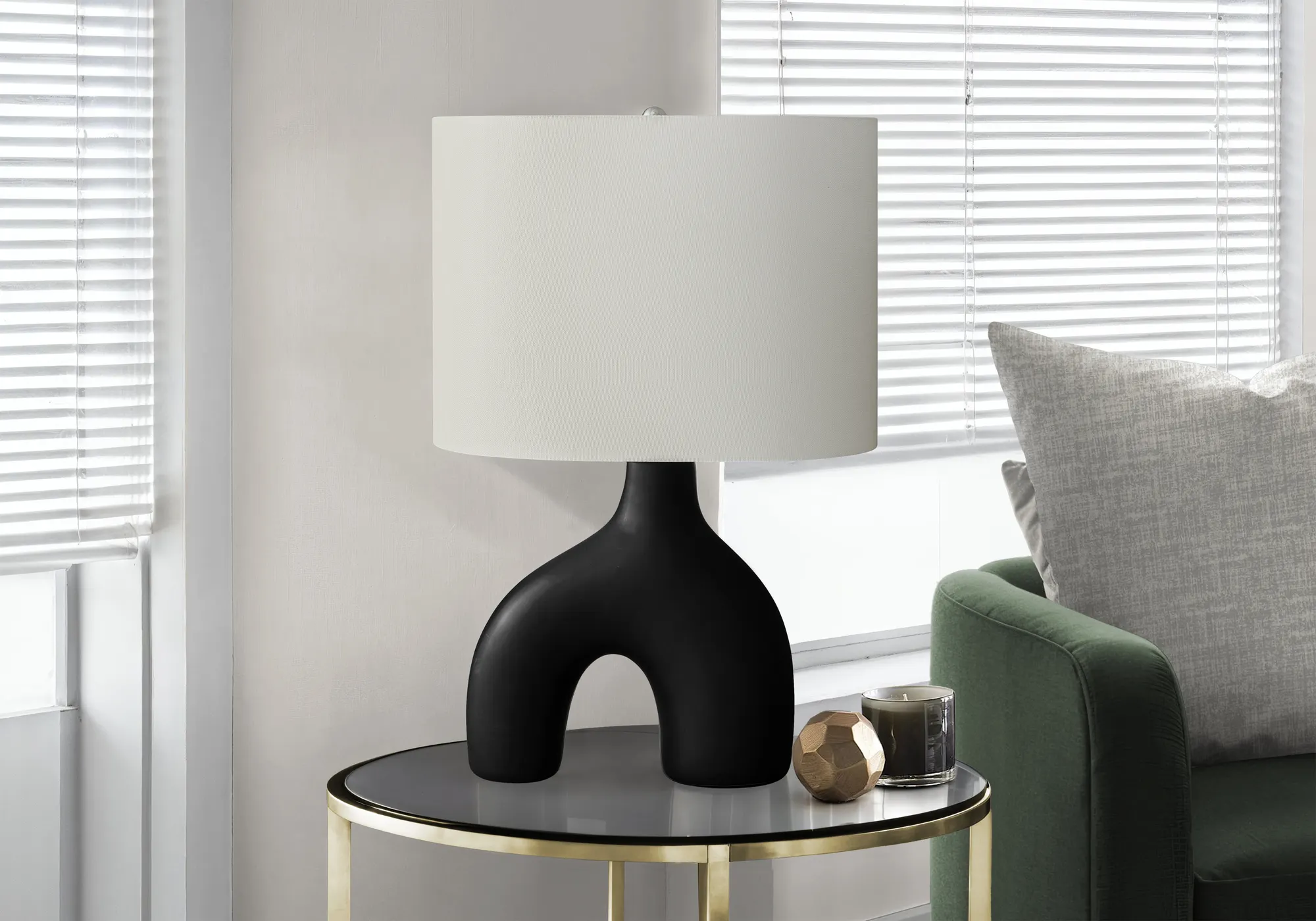 Modern Matte Black Ceramic Desk Lamp, 25 in