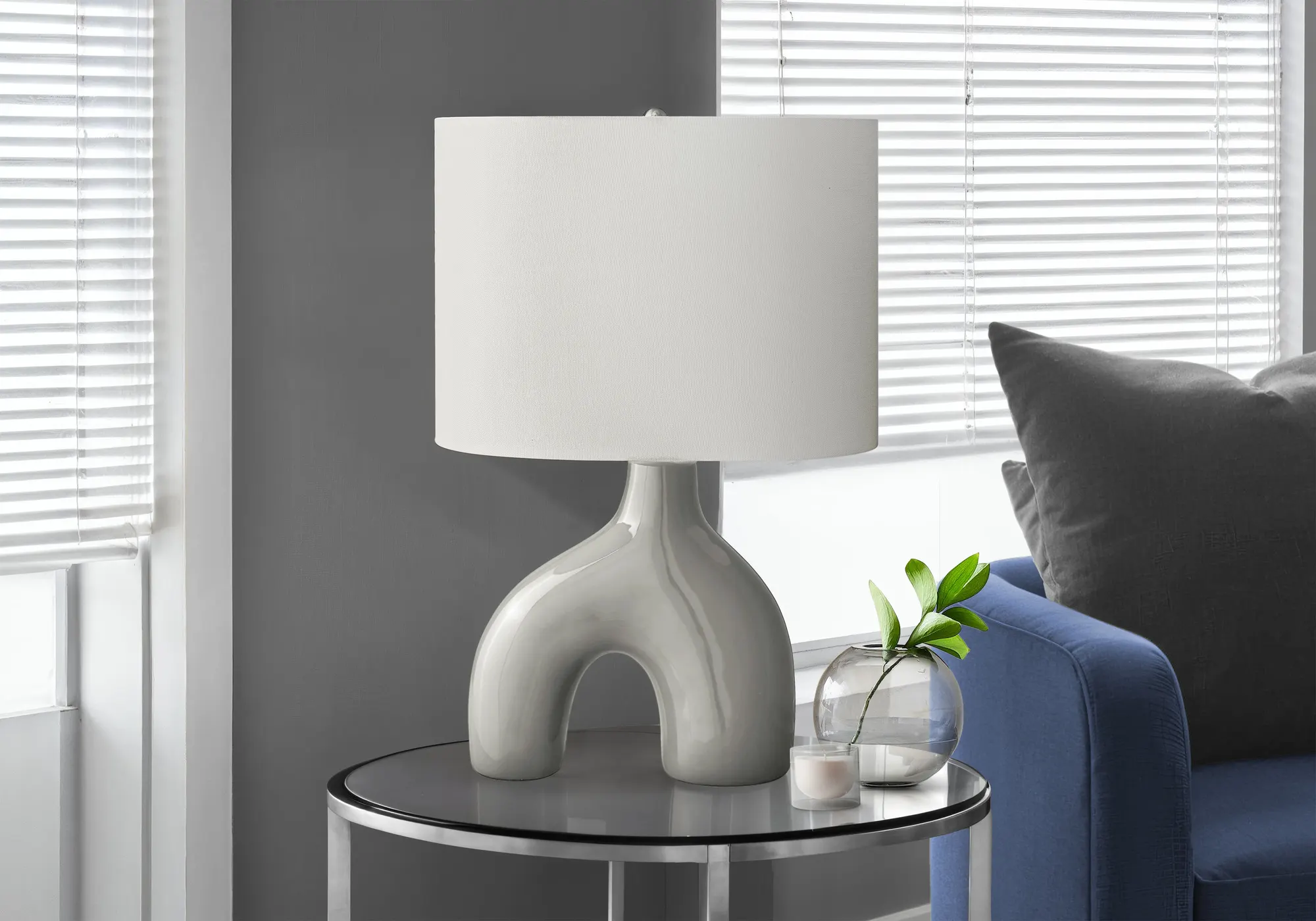 Modern Grey Ceramic Desk Lamp, 25 in