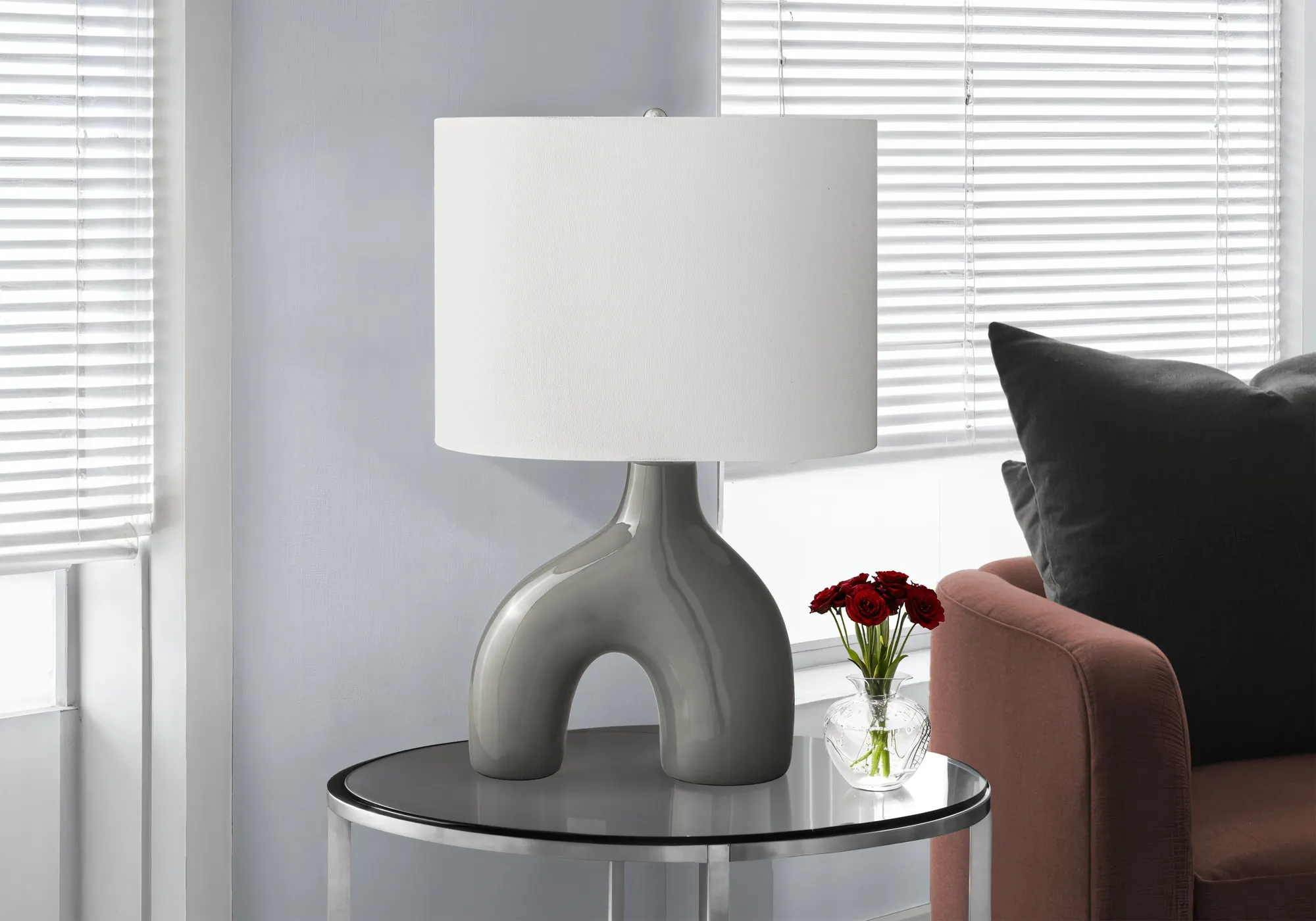 Modern Grey Ceramic Desk Lamp, 25 in