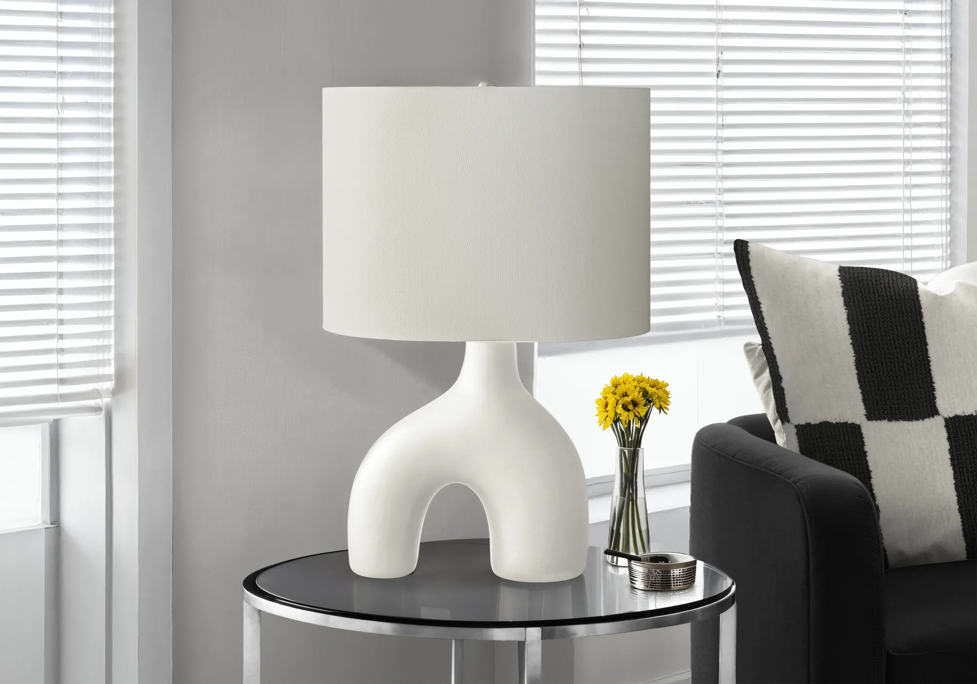 Modern White Ceramic Desk Lamp, 25 in