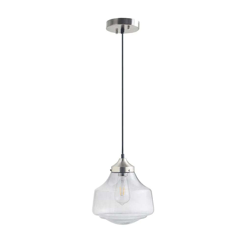 Modern Silver Clear Glass Pendant Light, 9.75 in, image 4 of 8