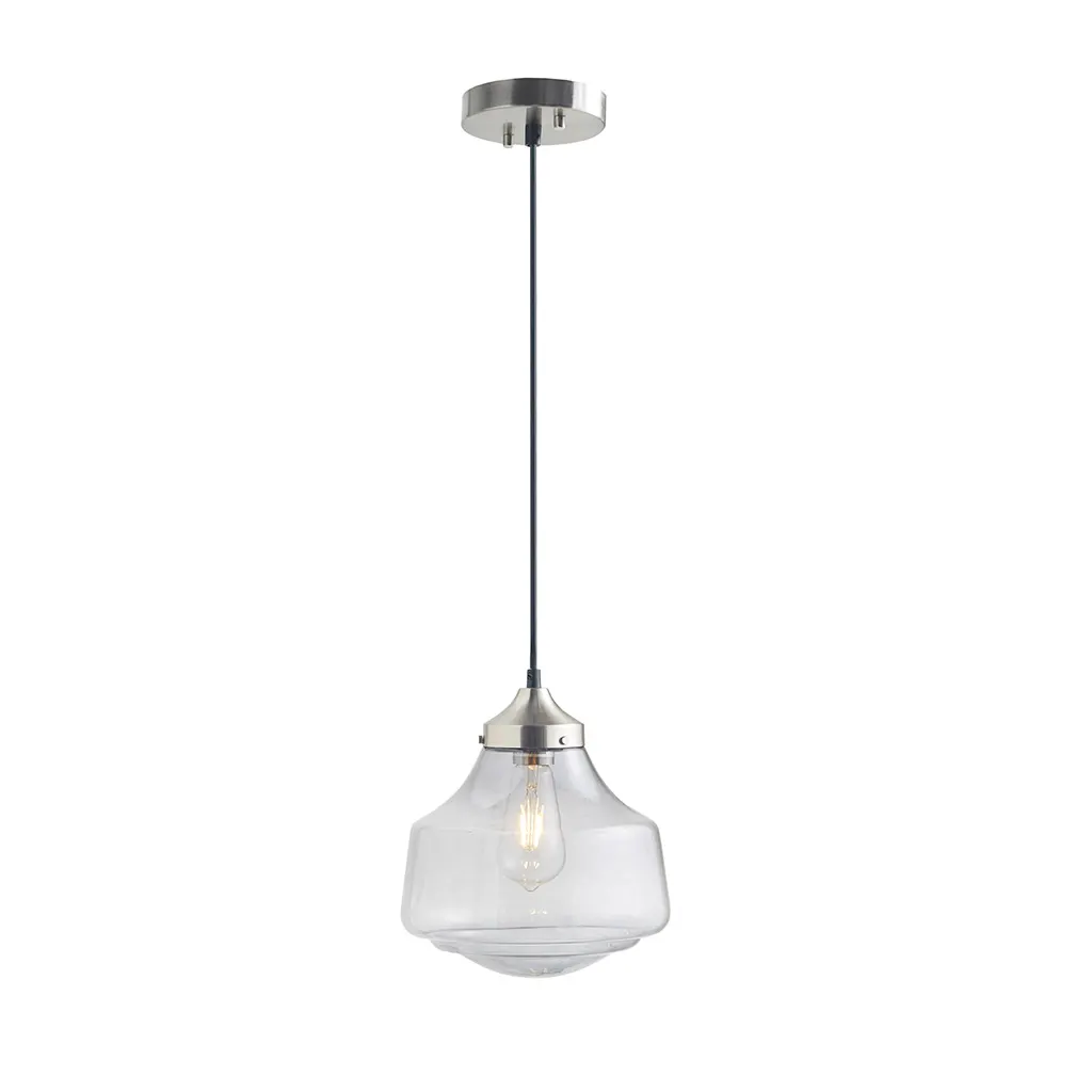 Modern Silver Clear Glass Pendant Light, 9.75 in, image 5 of 8