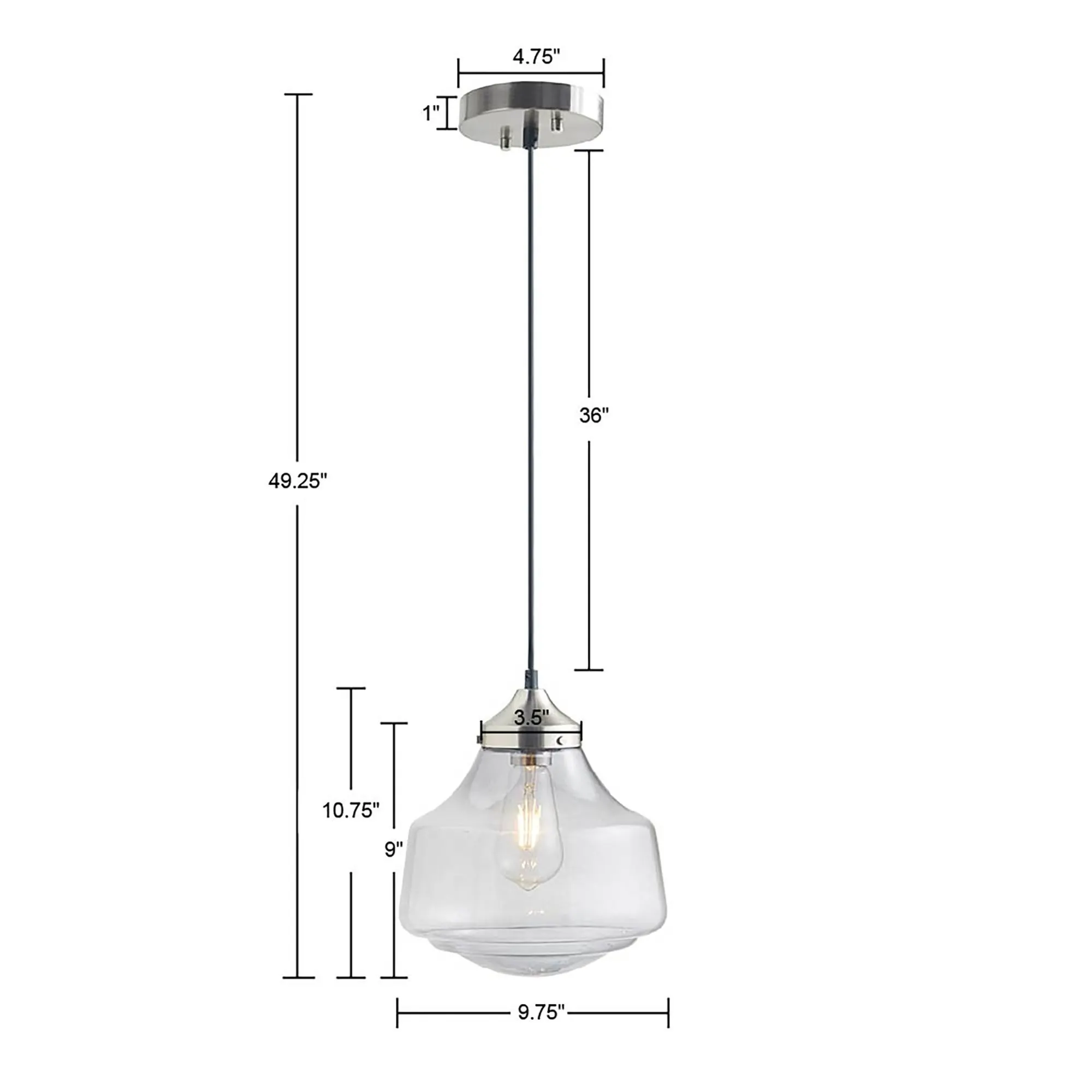 Modern Silver Clear Glass Pendant Light, 9.75 in, image 6 of 8