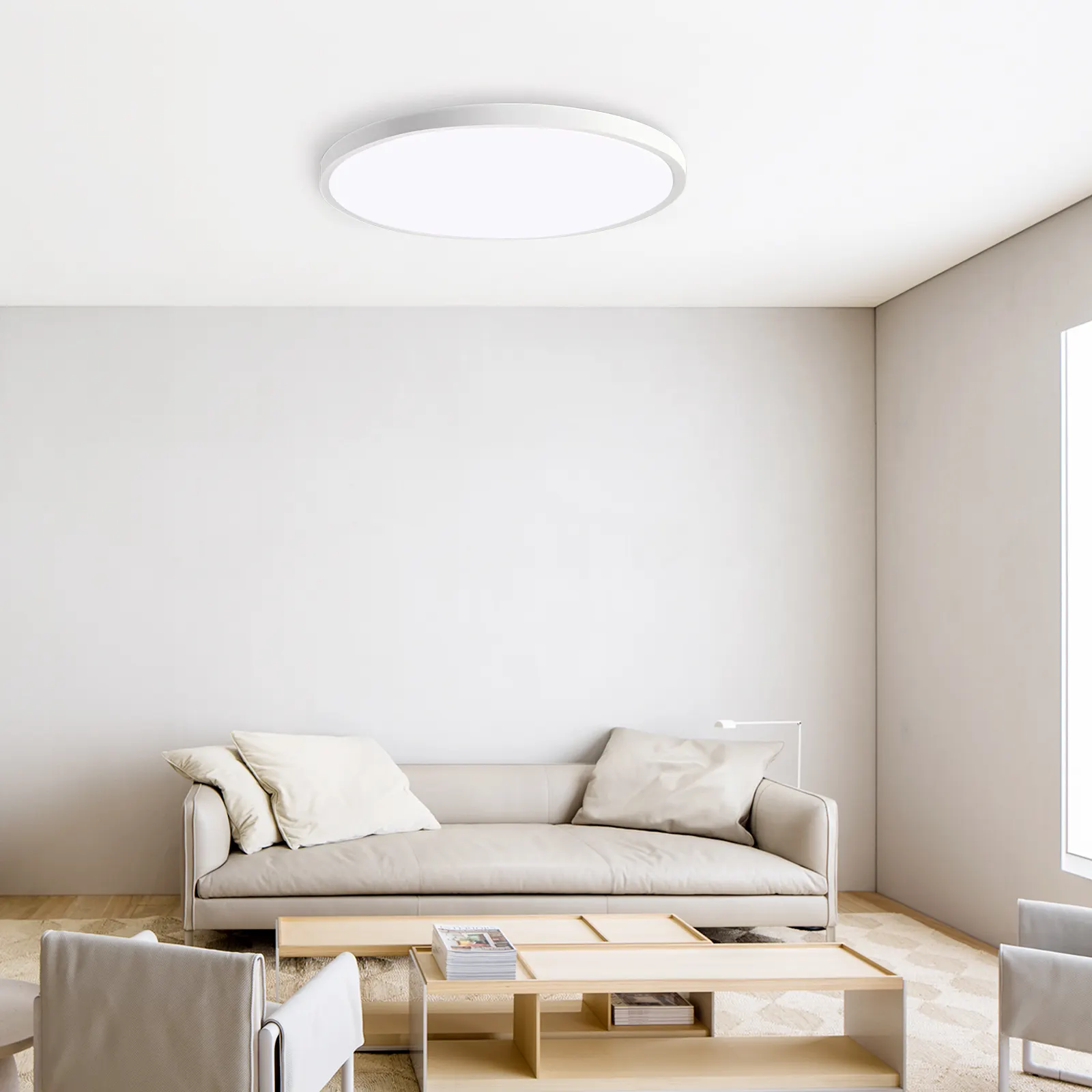 White Flush Mount Ceiling Light, 11.8 in