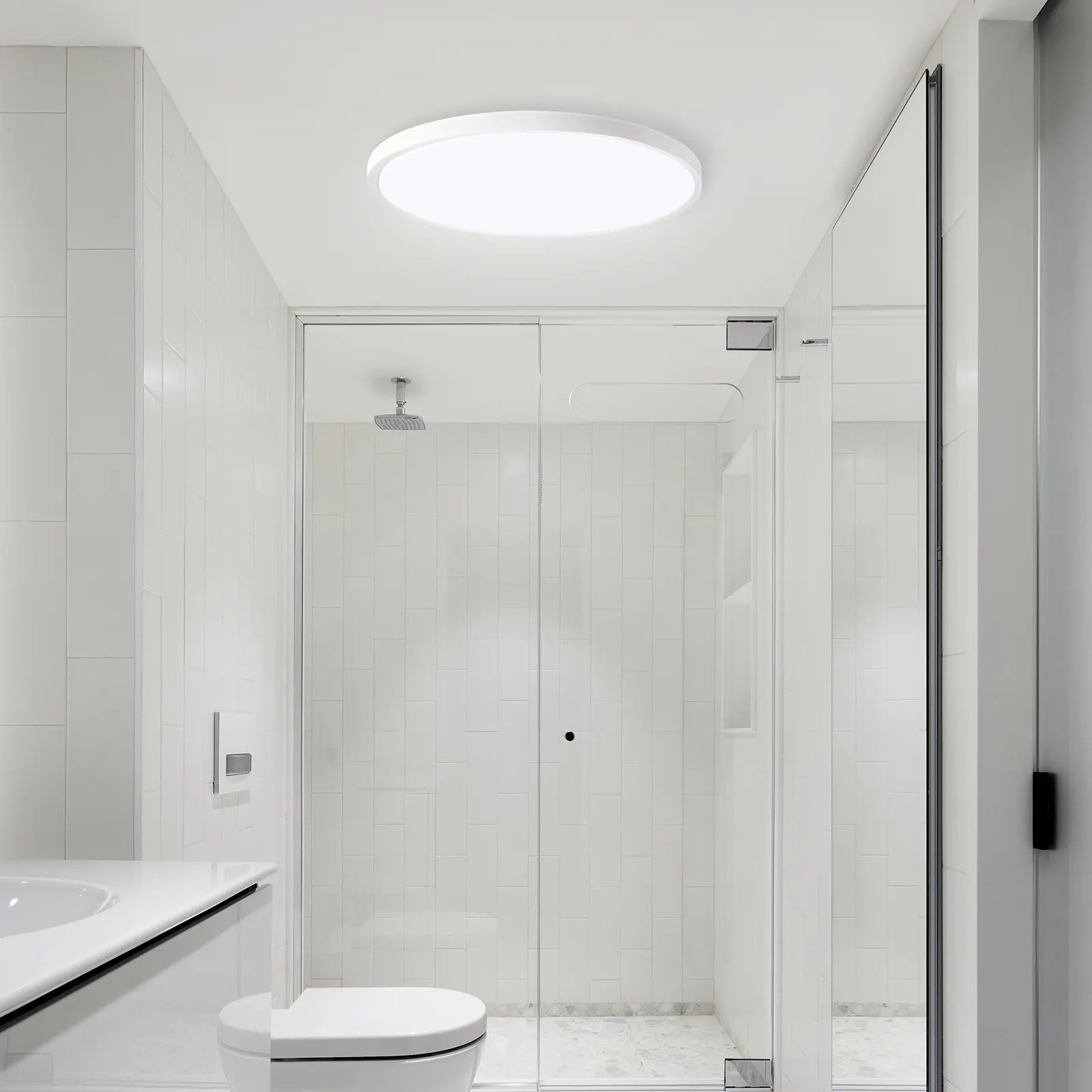 White Flush Mount Ceiling Light, 11.8 in, image 5 of 5