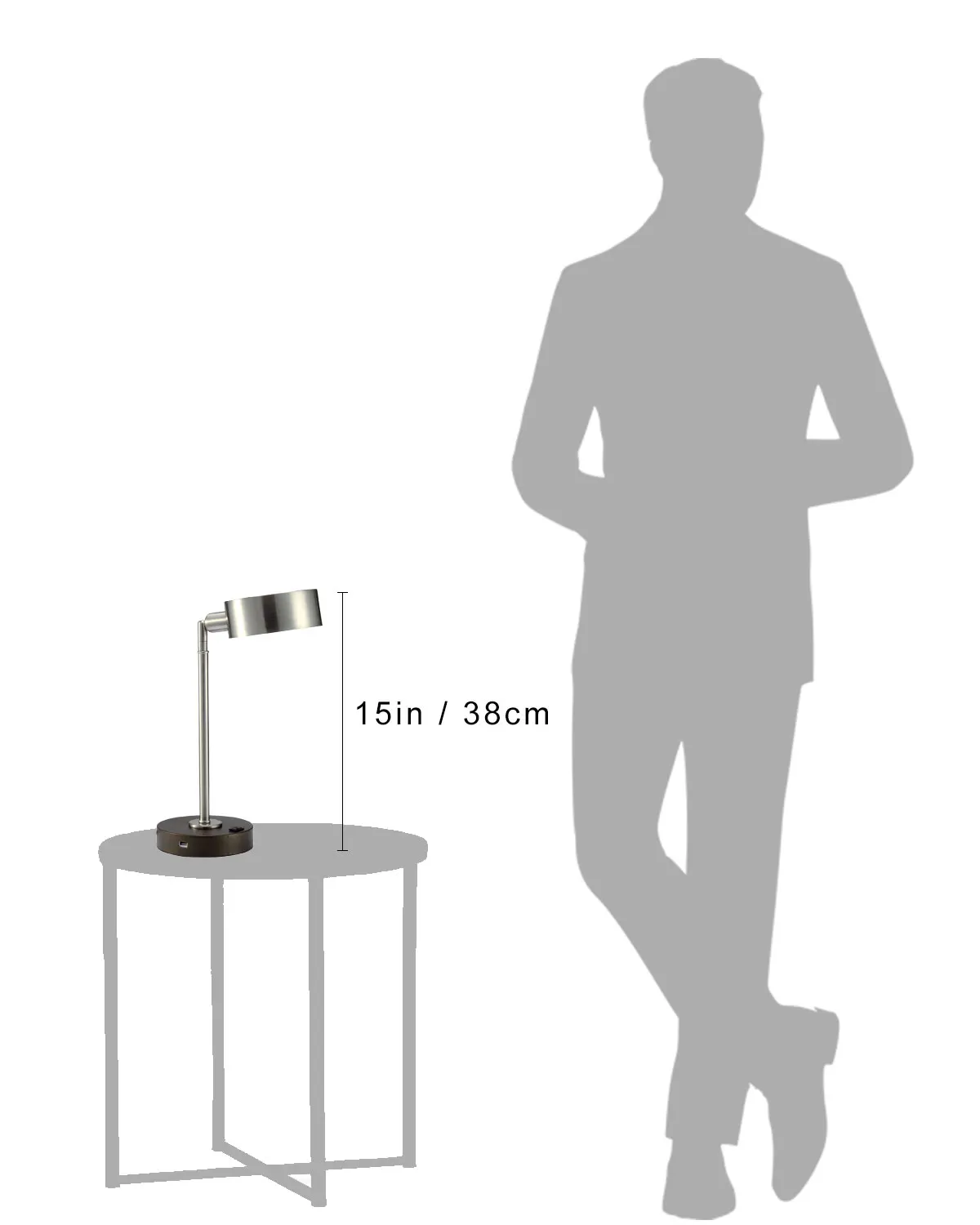 Brushed Nickel Desk Lamp, 15 in, image 3 of 5