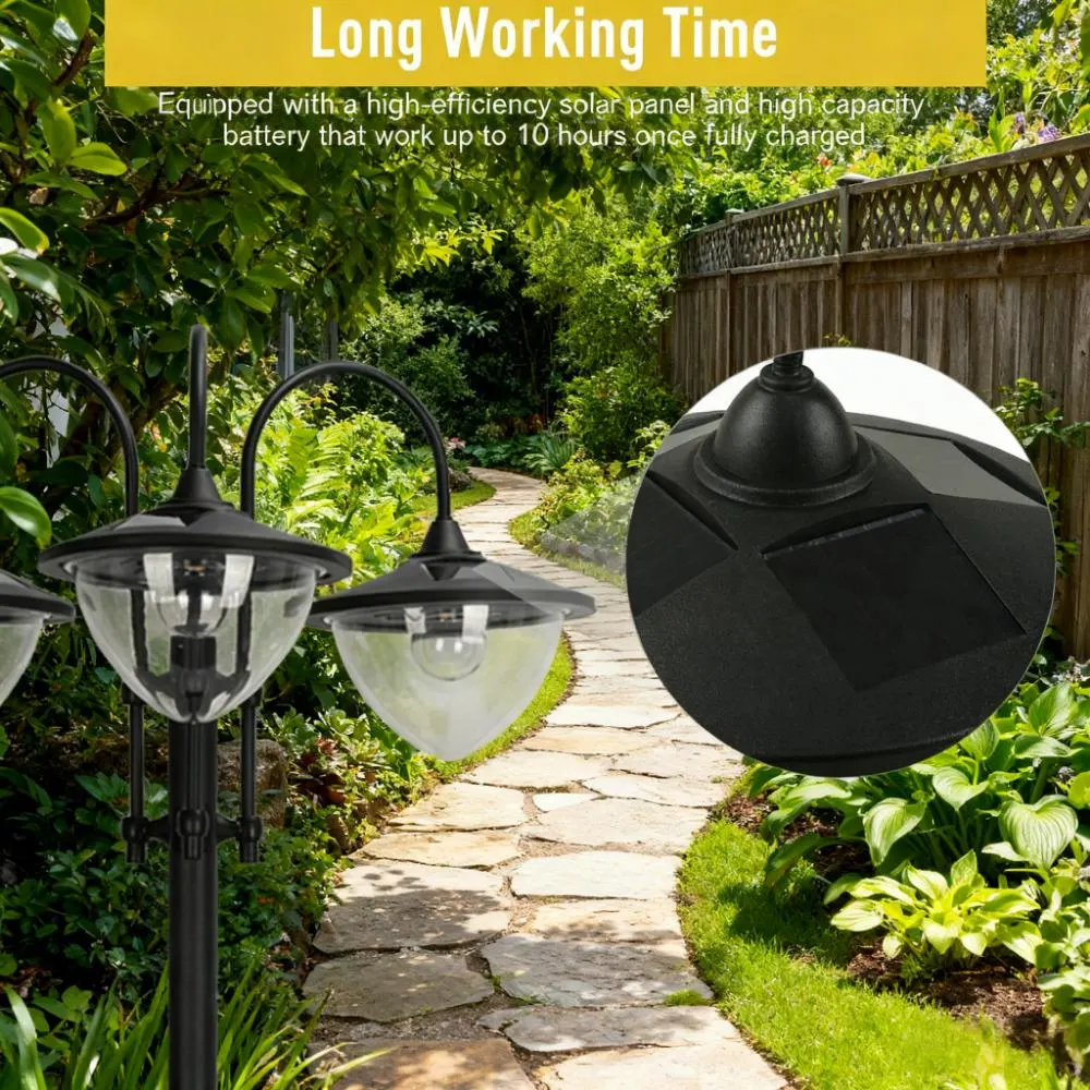 Black 3-Light Post Light, Solar, image 7 of 7