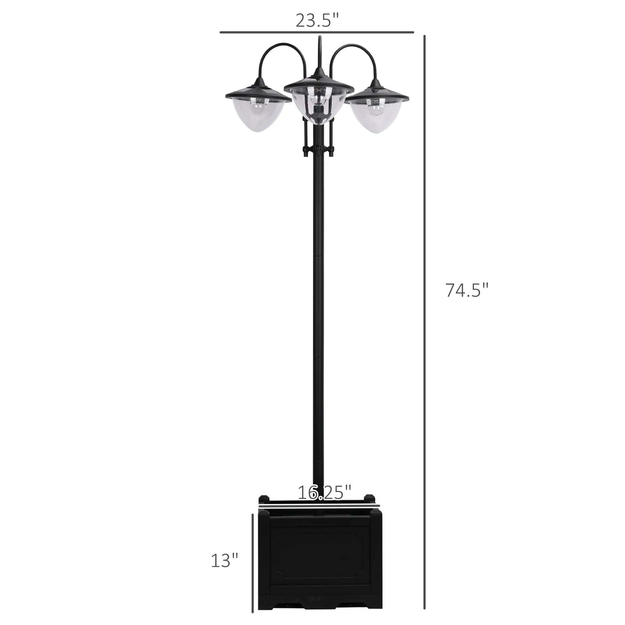 Black 3-Light Post Light, Solar, image 6 of 7