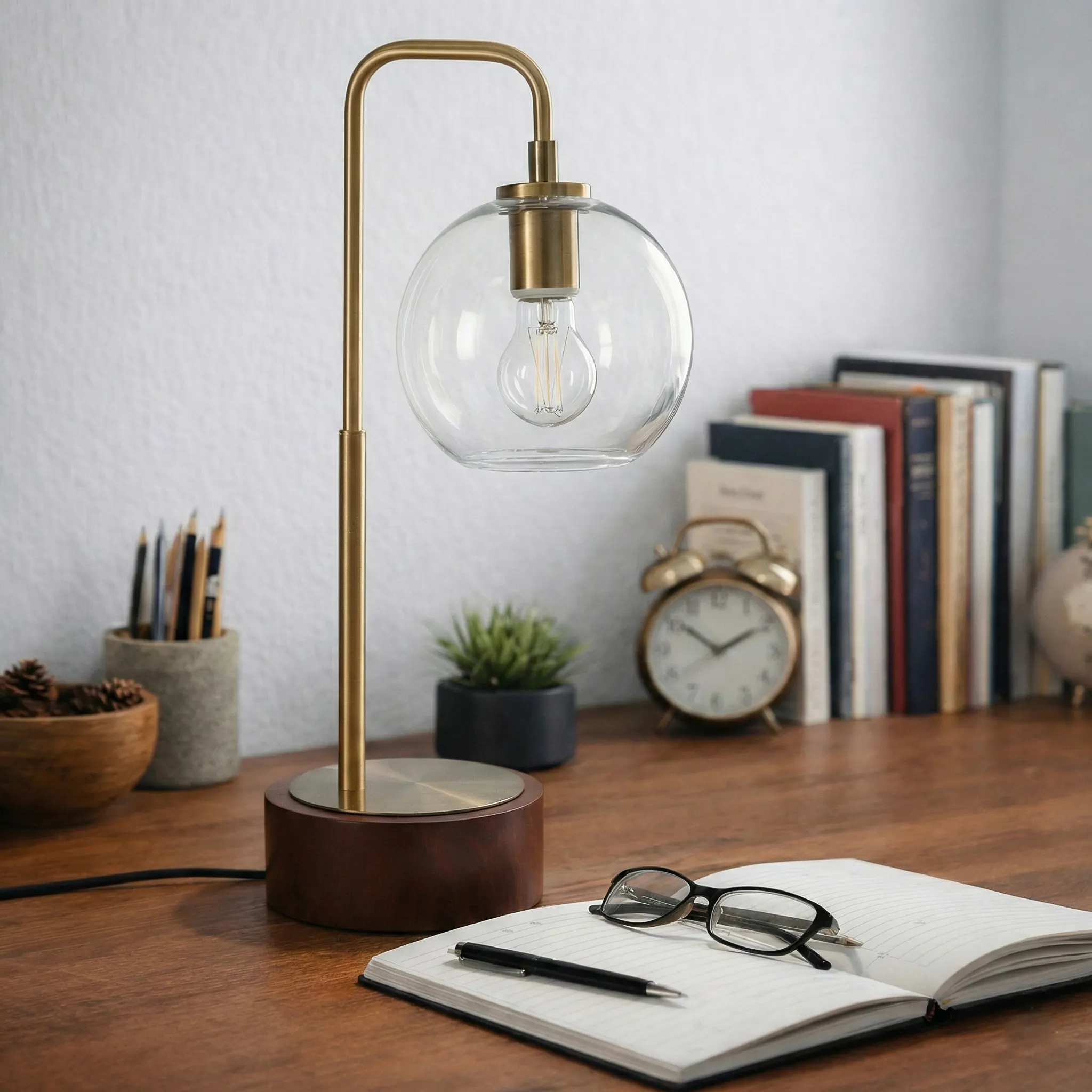 Modern Clear Glass Desk Lamp, 21 in, image 2 of 5