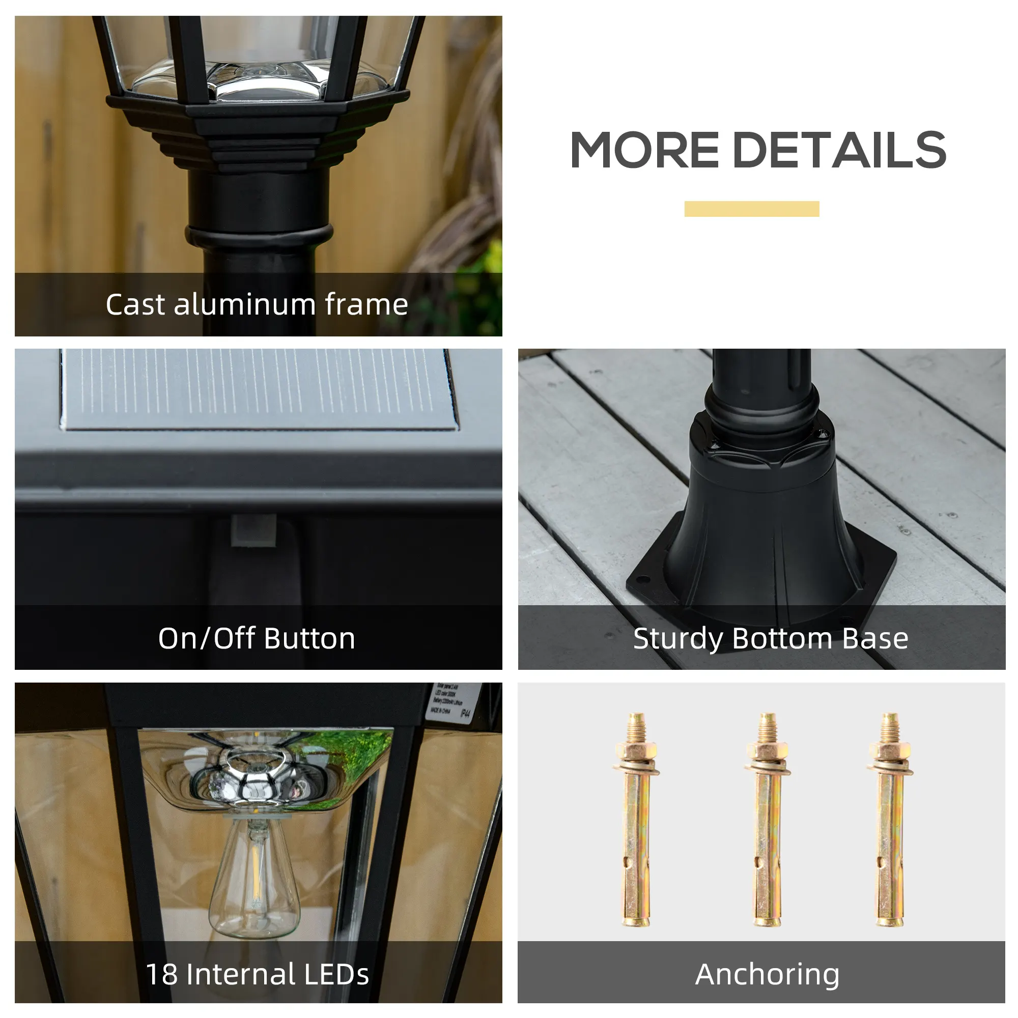 Vintage Black 1-Light Post Light, 77 in · Motion Sensor, image 4 of 7