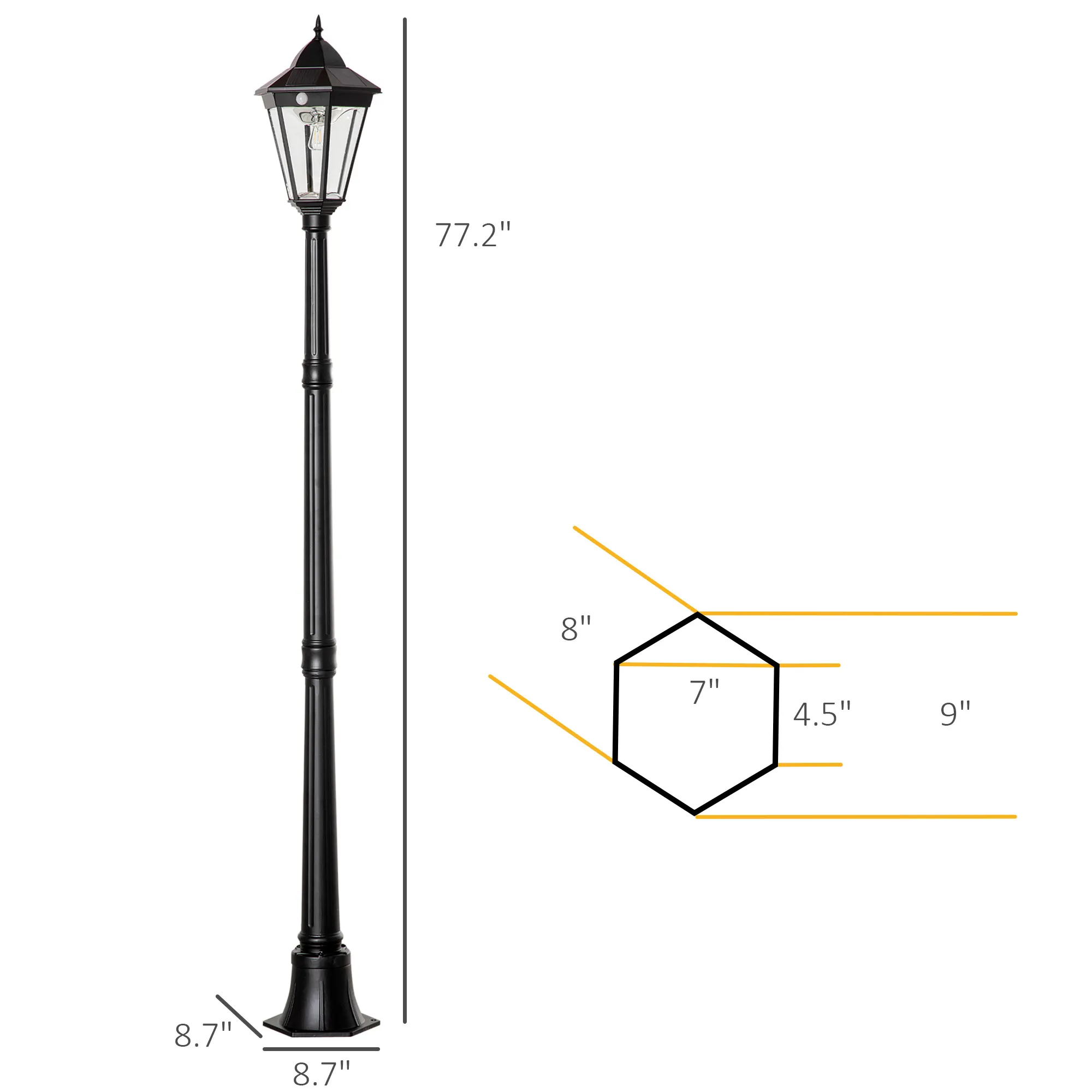Vintage Black 1-Light Post Light, 77 in · Motion Sensor, image 7 of 7