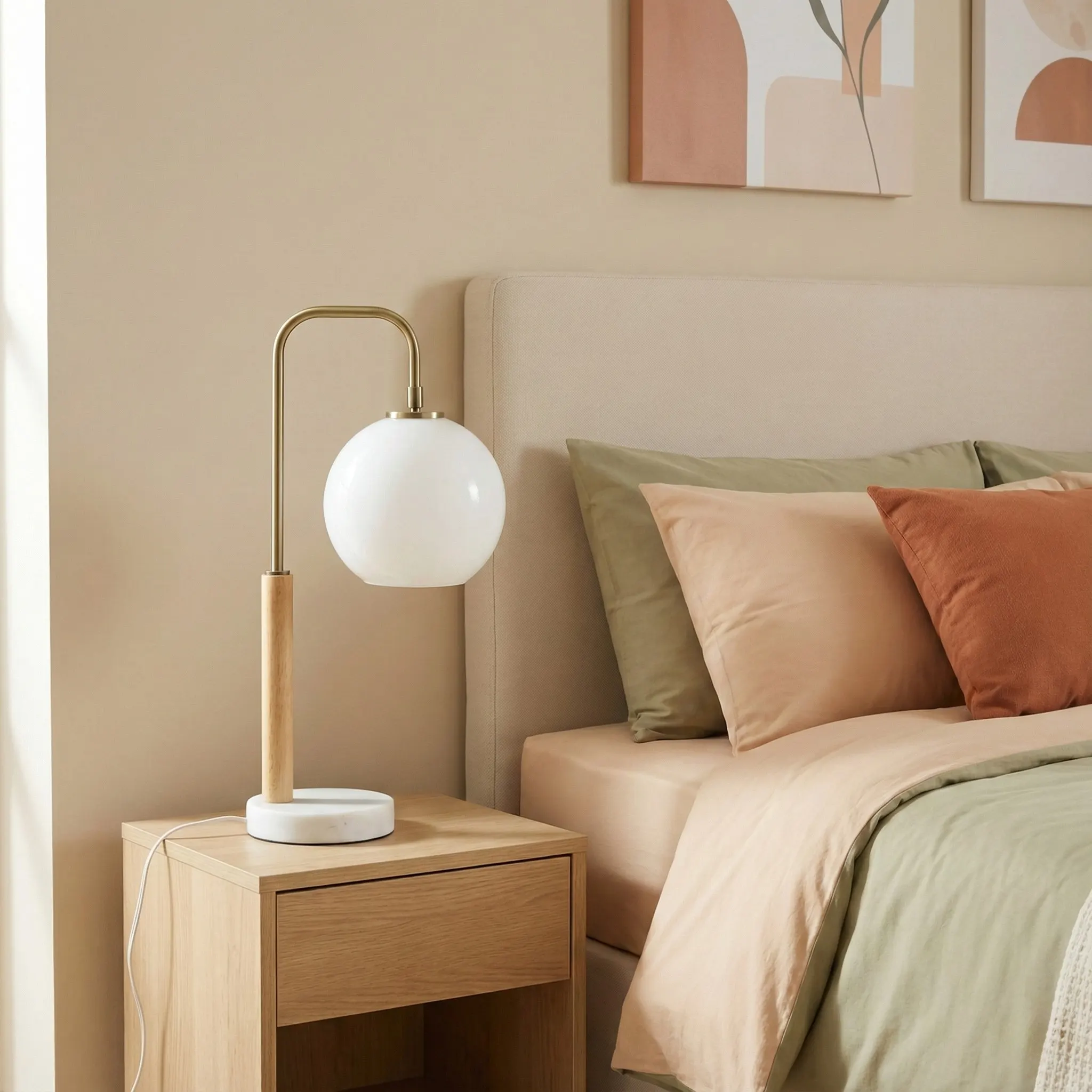Modern White Glass Desk Lamp, 23 in, image 2 of 4