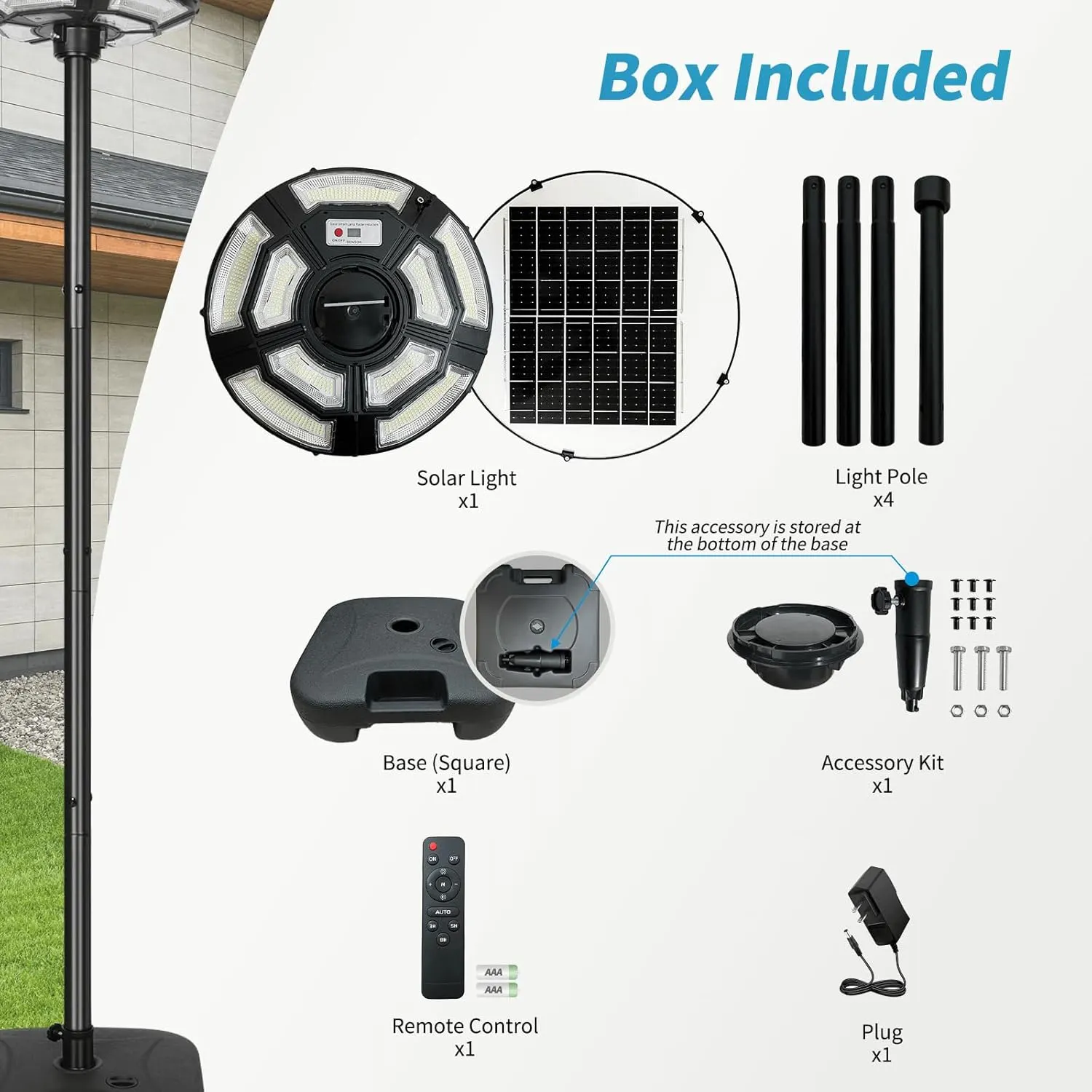Black Post Light, 16.5 in · Solar, image 8 of 10
