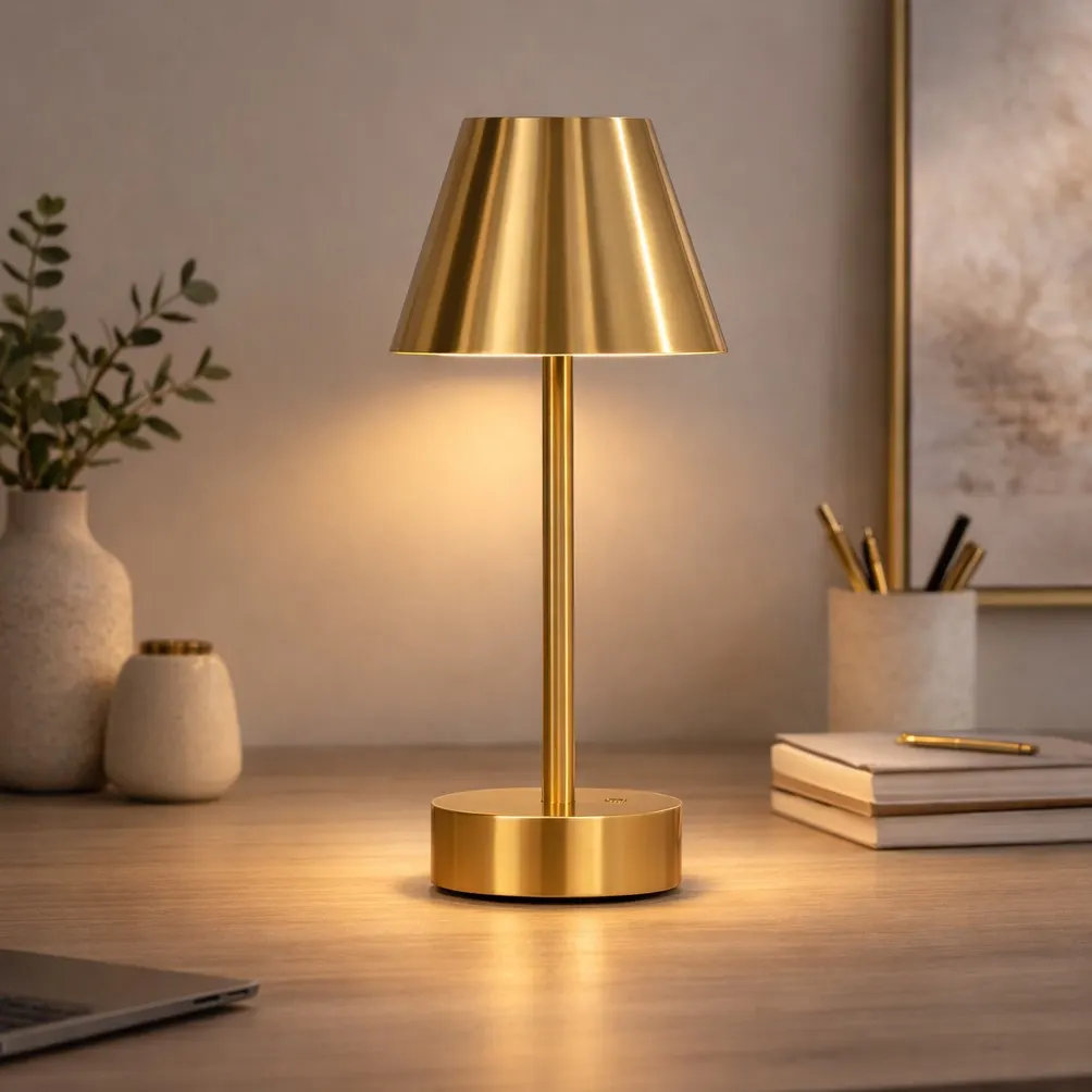 Brass Ring Base LED Desk Lamp, 5 in