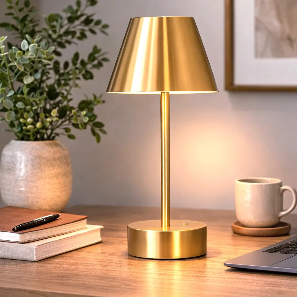 Brass Ring Base LED Desk Lamp, 5 in, image 4 of 4