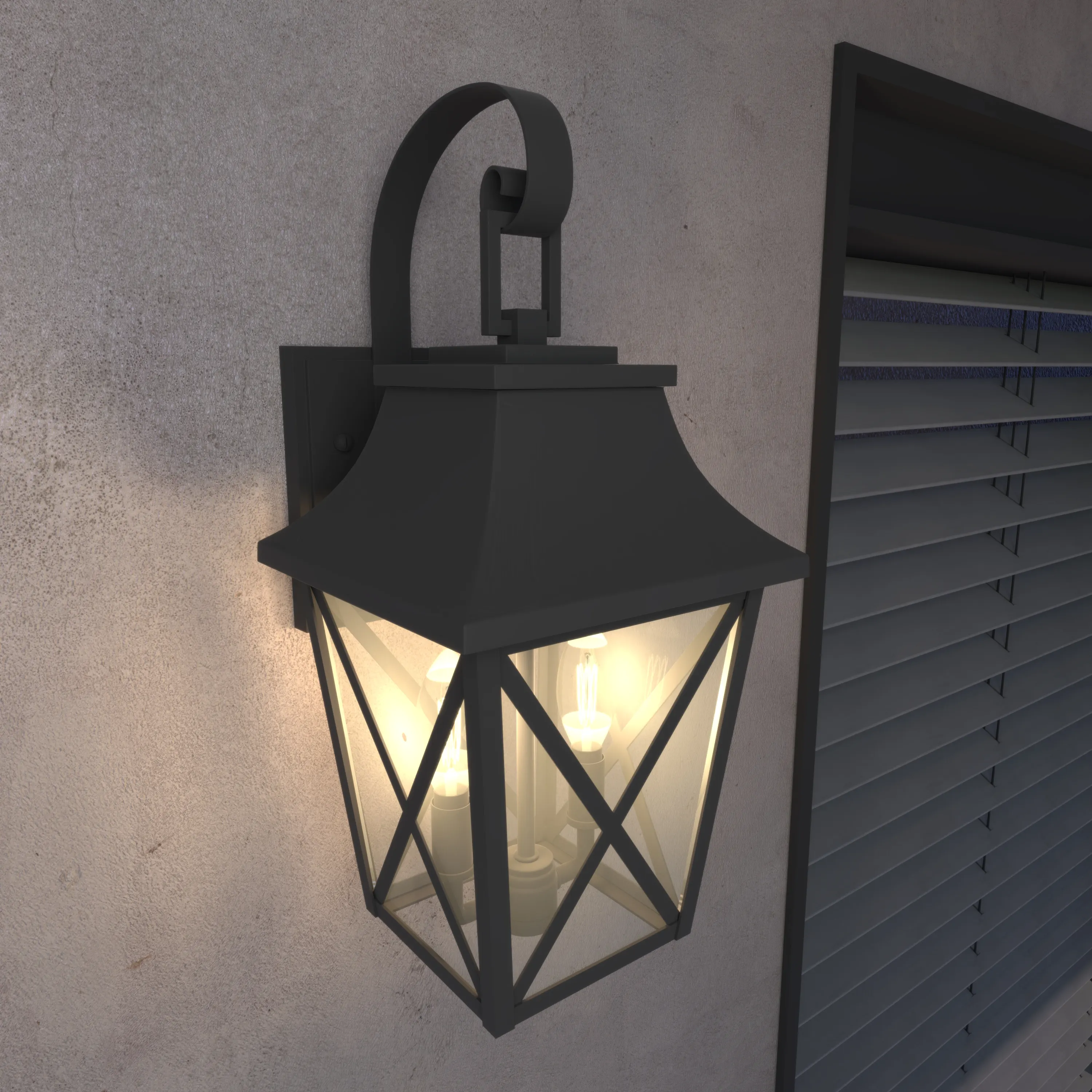 Modern Matte Black 2-Light Outdoor Wall Lantern (2-Pack), image 13 of 13